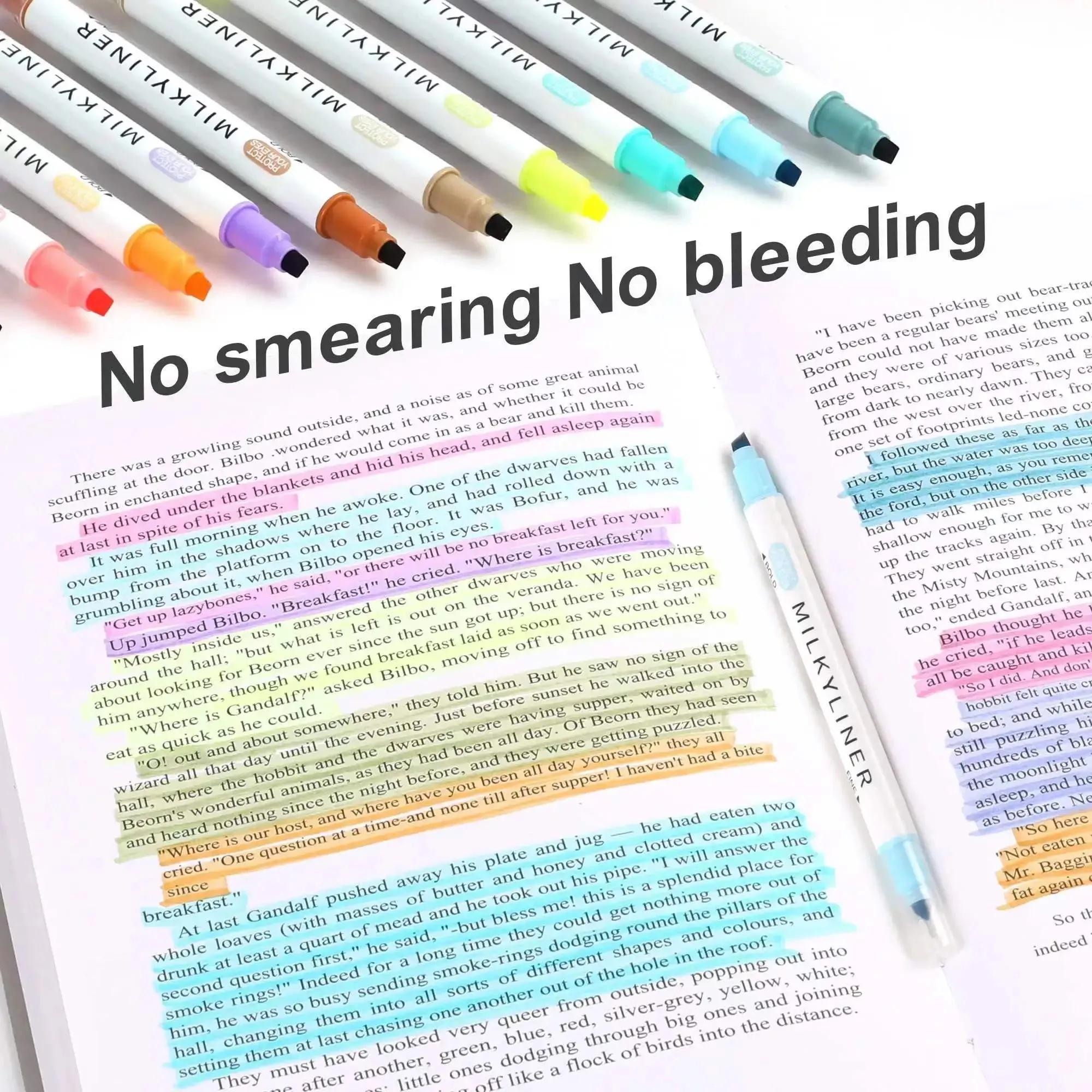 Dual-Tip Pastel Highlighter Marker Set - 12/24pcs, No Bleed