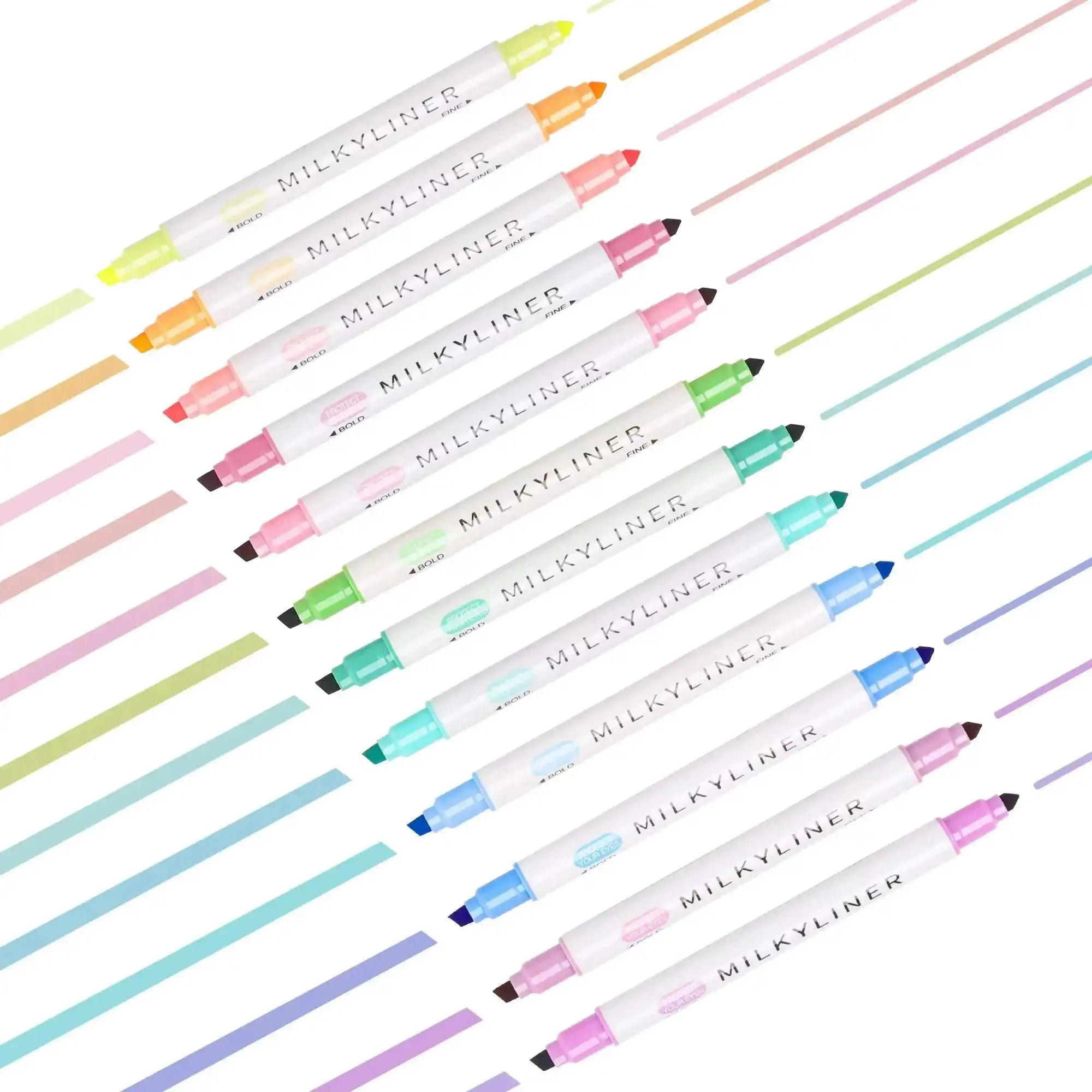 Dual-Tip Pastel Highlighter Marker Set - 12/24pcs, No Bleed