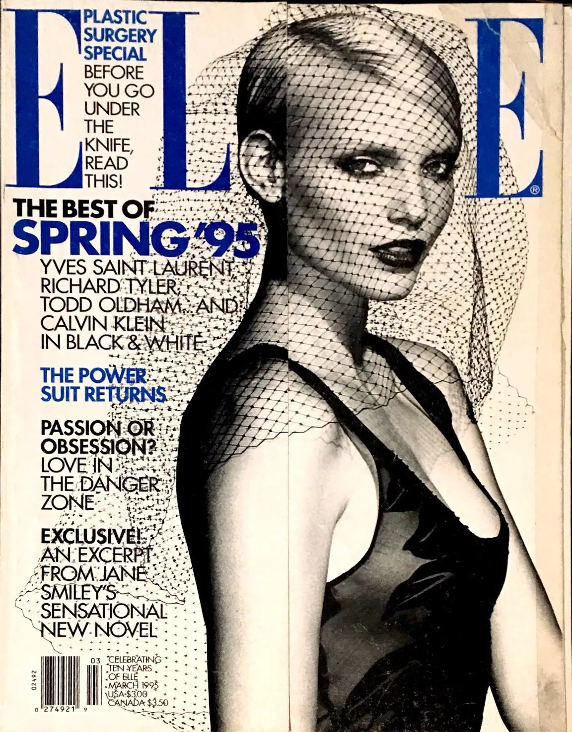 ELLE US Magazine March 1995 NADJA AUERMANN Tatjana Patitz INES DE LA FRESSANGE Jeanloup Sieff