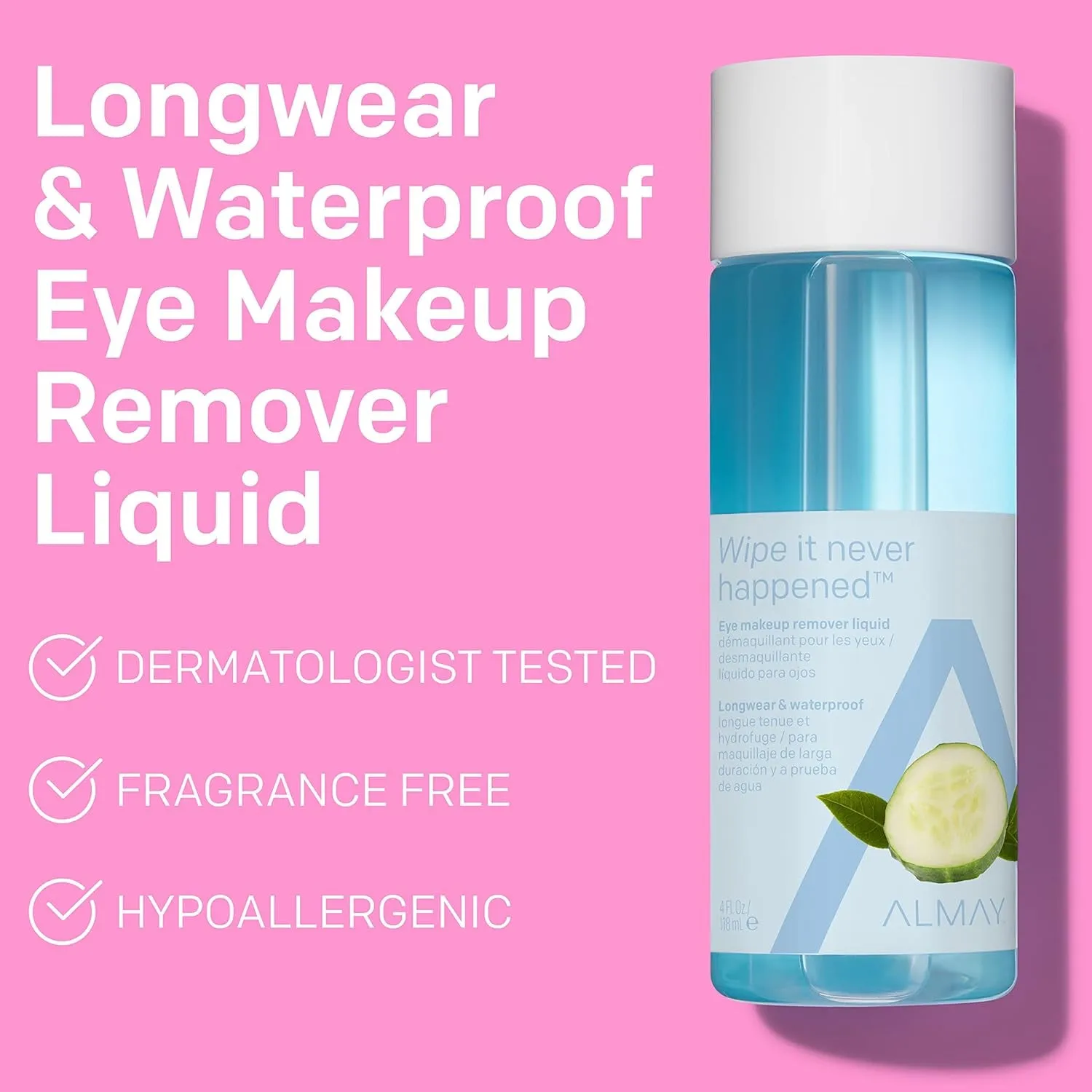 Eye Makeup Remover Liquid, Longwear and Waterproof, Hypoallergenic, Cruelty Free, Ophthalmologist Tested, 4 Fl Oz (Pack of 1)