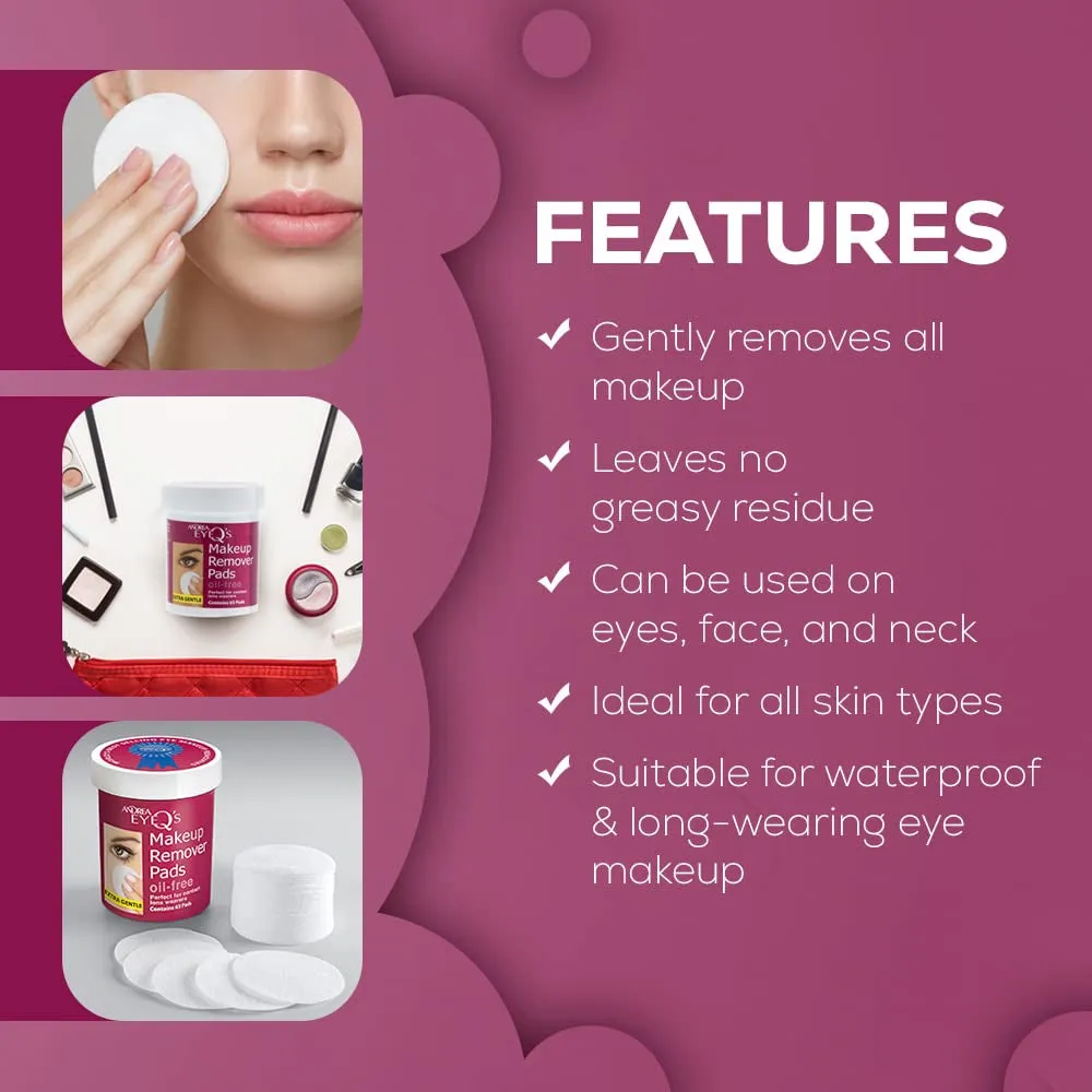 Eye Q'S Oil-Free Eye Makeup Remover Pads, 65-Count (Pack of 3)