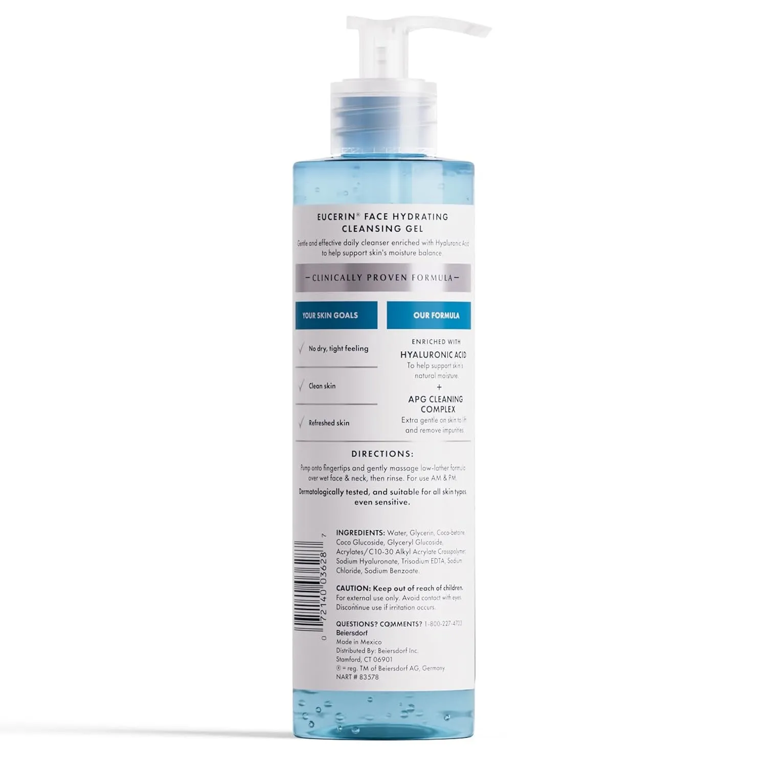 Face Gentle Cleansing Hydrating Cleansing Gel, Daily Face Wash and Makeup Remover with Hyaluronic Acid, 13.5 Fl Oz Bottle