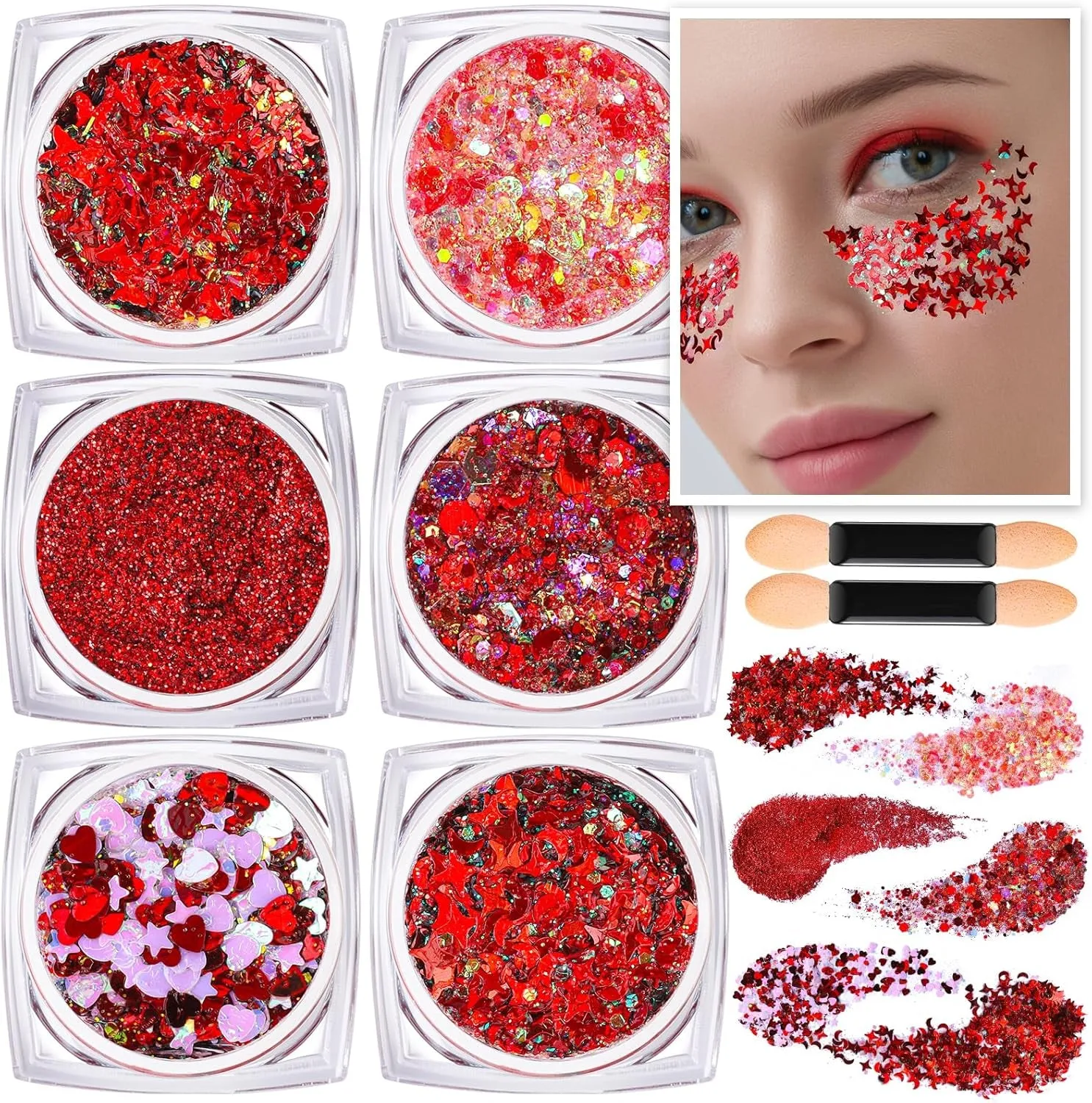 Face Glitter, Pink Body Glitter Gel, Holographic Glitter for Face and Body, Hair, Gel Glitter Makeup for Festival Party Cheer Glitter