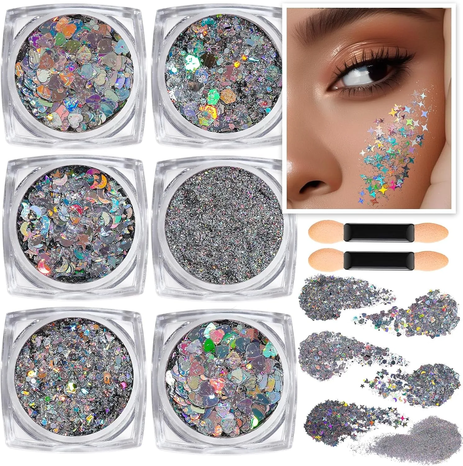 Face Glitter, Pink Body Glitter Gel, Holographic Glitter for Face and Body, Hair, Gel Glitter Makeup for Festival Party Cheer Glitter