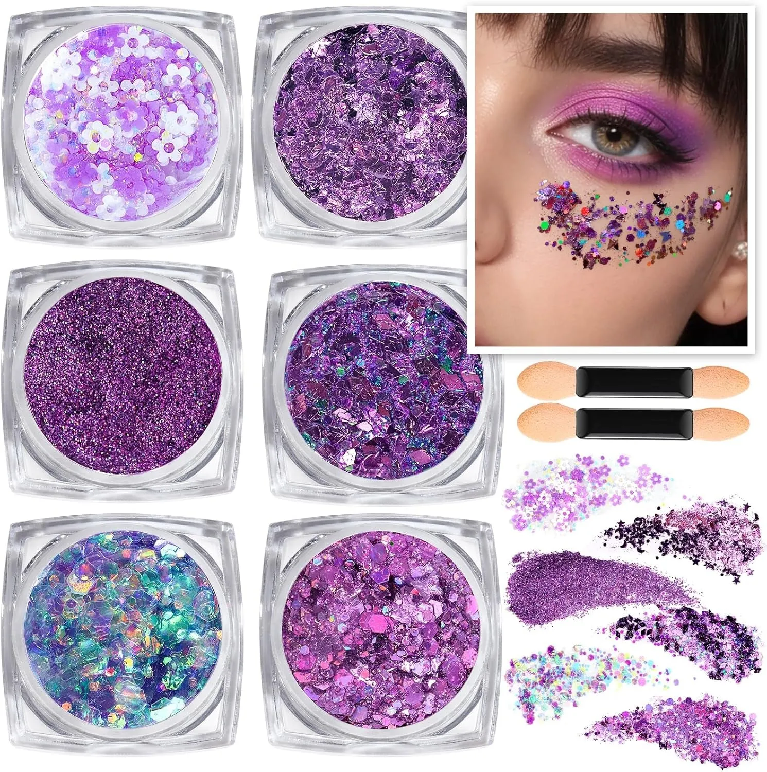 Face Glitter, Pink Body Glitter Gel, Holographic Glitter for Face and Body, Hair, Gel Glitter Makeup for Festival Party Cheer Glitter