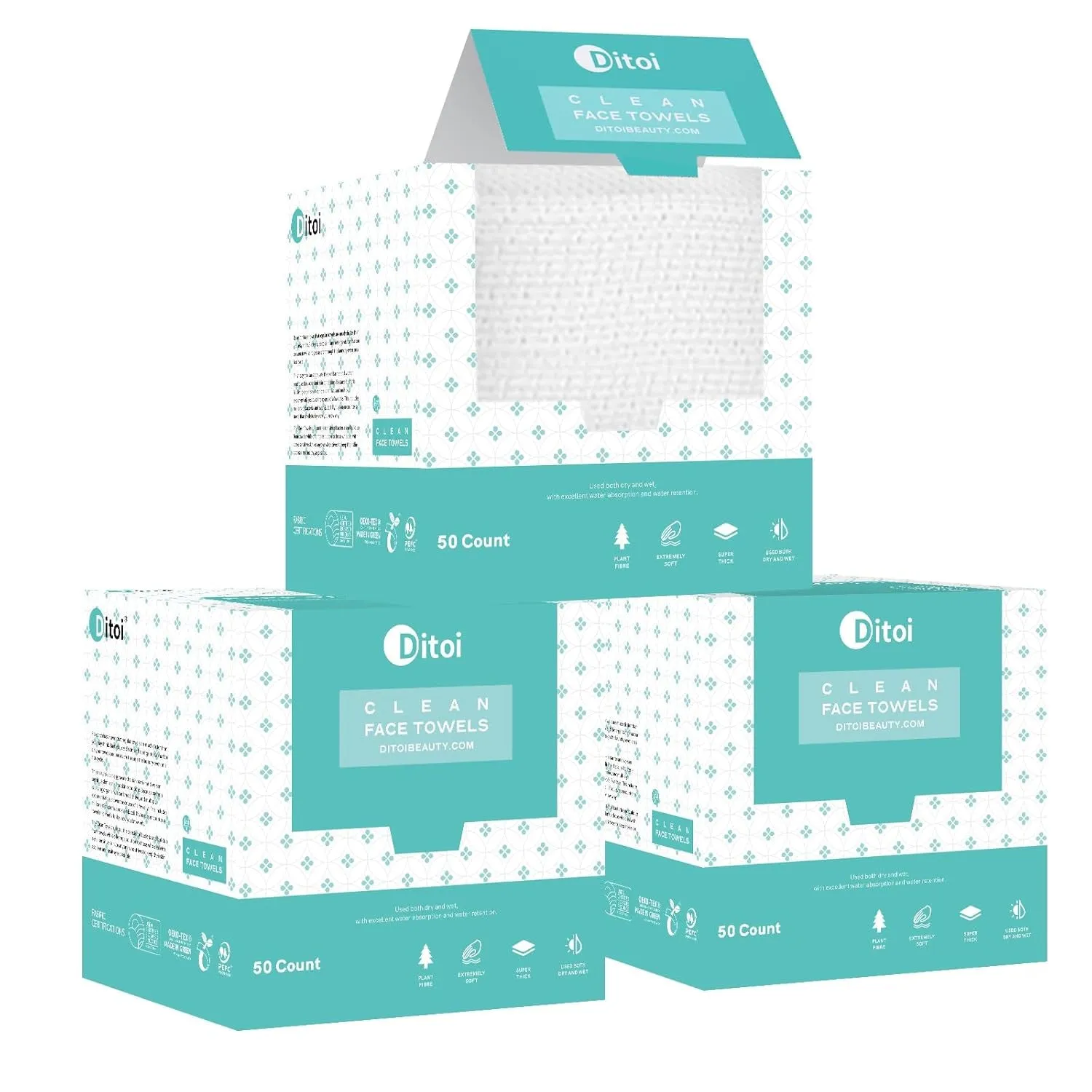 Face Towels, 10"×12" Disposable Face Towel, Face Towelettes XL, Ultra Soft Makeup Remover Dry Wipes, Thick Face Towel for Sensitive Skin, 50 Count (1 Pack)