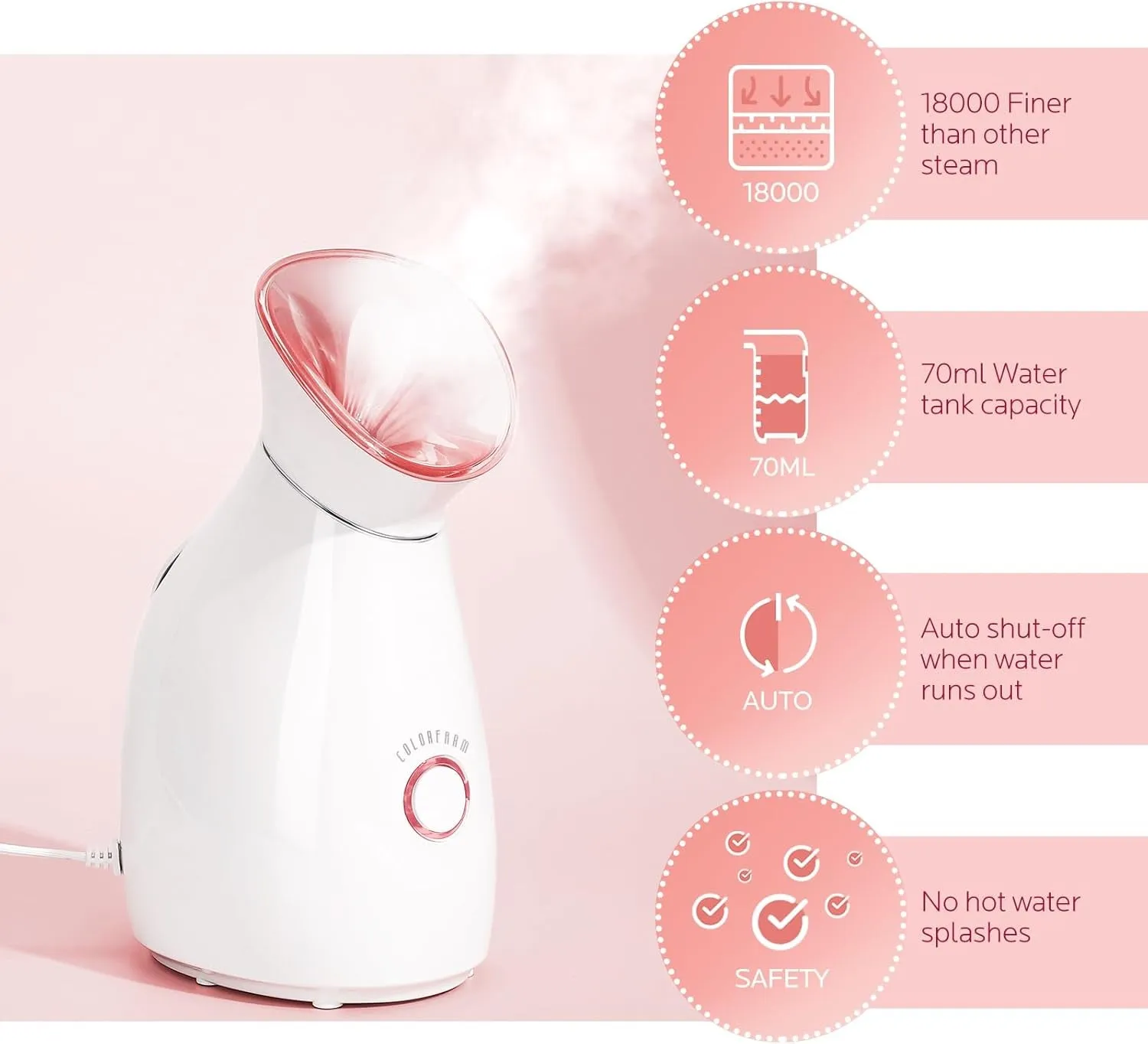 Facial Steamer Nano Ionic: Face Steamer Deep Cleaning Unclogs Pores - Humidifier Hot Mist Home Sauna Spa for Women Men Sinuses Moisturizing