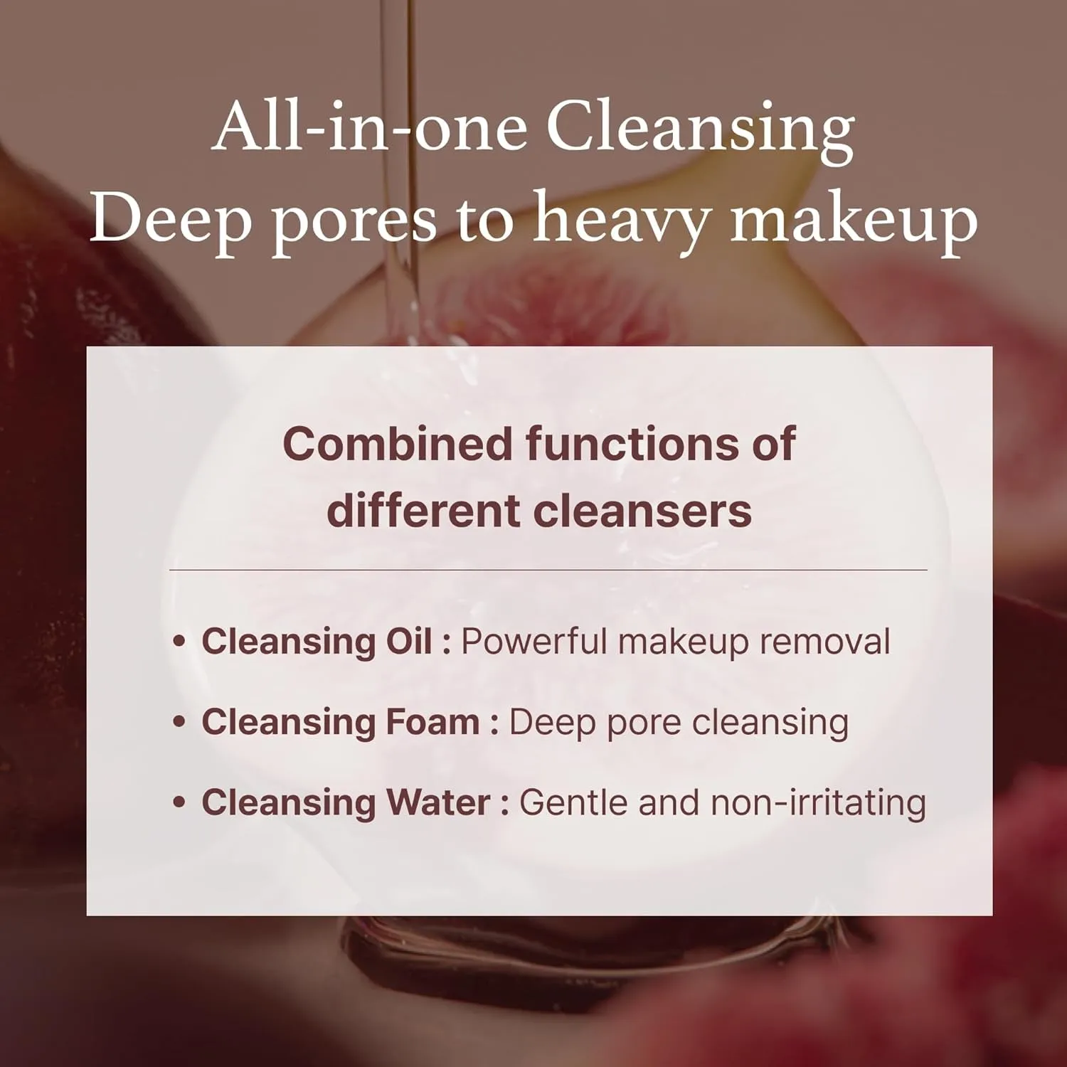 Fig Cleansing Balm, Korean Makeup Remover, Vegan, Easy to Rinse Off, Fig Oil Water 7.8% with Peptide and Amino Acid, Makeup Meltaway, Makeup Melting Balm to Oil, 100Ml