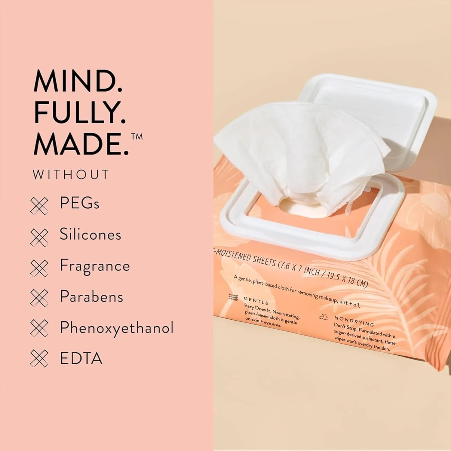 Fragrance Free Cleansing Makeup Remover Facial Wipes | Plant Based, Hypoallergenic, Gentle for Sensitive Skin | 90 Count