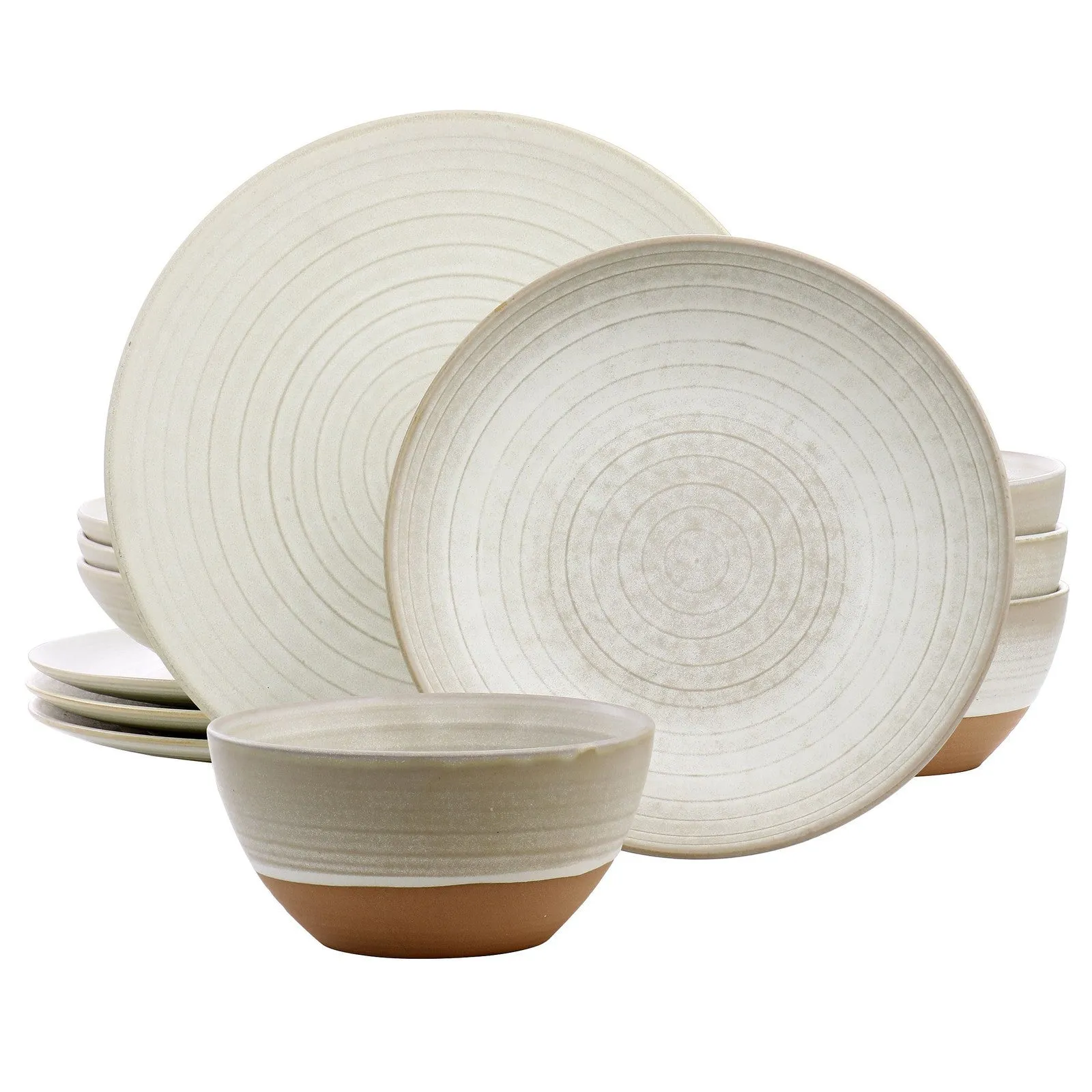Gibson Elite 12 Piece Dreamweaver Round Earthenware Dinnerware Set in Matte Whit