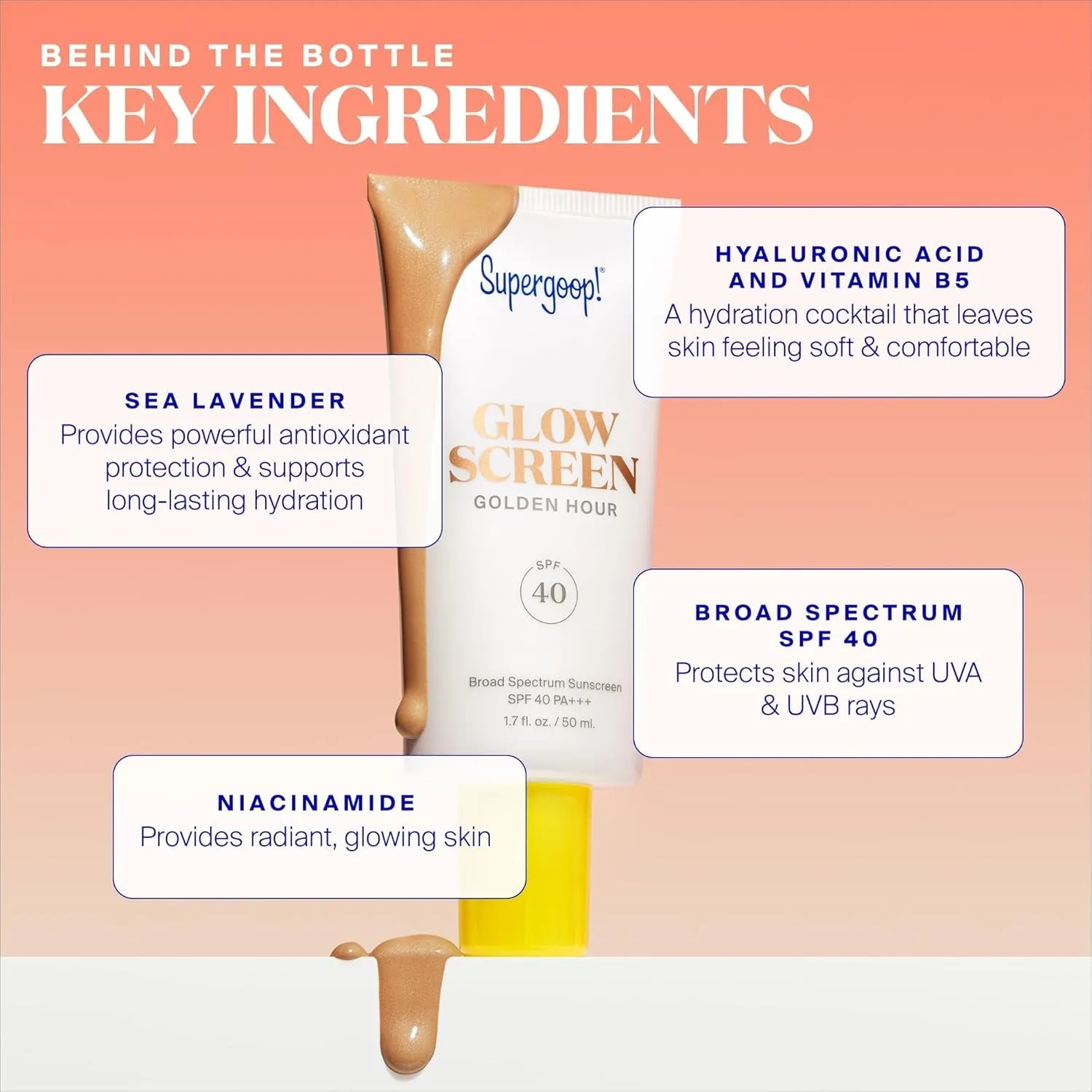Glowscreen SPF 40, Sunrise (Champagne Glow) - 1.7 Fl Oz - Glowy Primer   Broad Spectrum Sunscreen - Helps Filter Blue Light - Boosts Hydration with Hyaluronic Acid, Vitamin B5 & Niacinamide