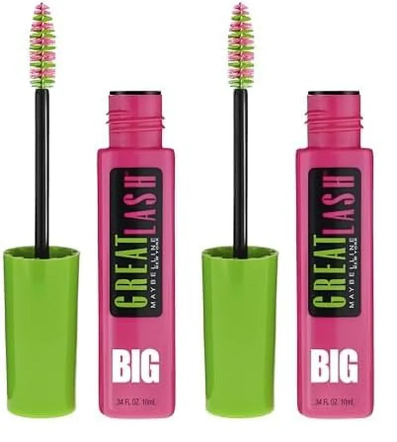 Great Lash Washable Mascara Makeup, Volumizing Lash-Doubling Formula That Conditions as It Thickens, Blackest Black, 1 Count