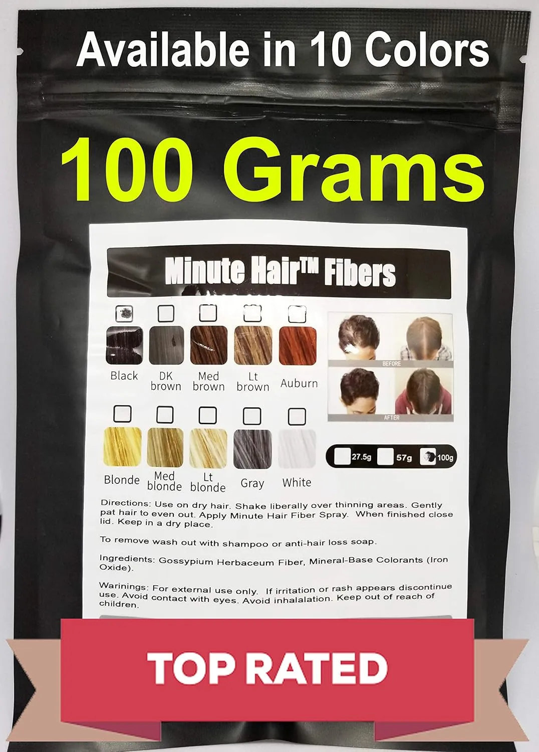 Hair Building Fibers 100 Grams (3.5 Oz)  Refill Hair Loss Concealer That You Can Use for Your Bottles from Competitors like Toppik, Xfusion (Dark Brown)