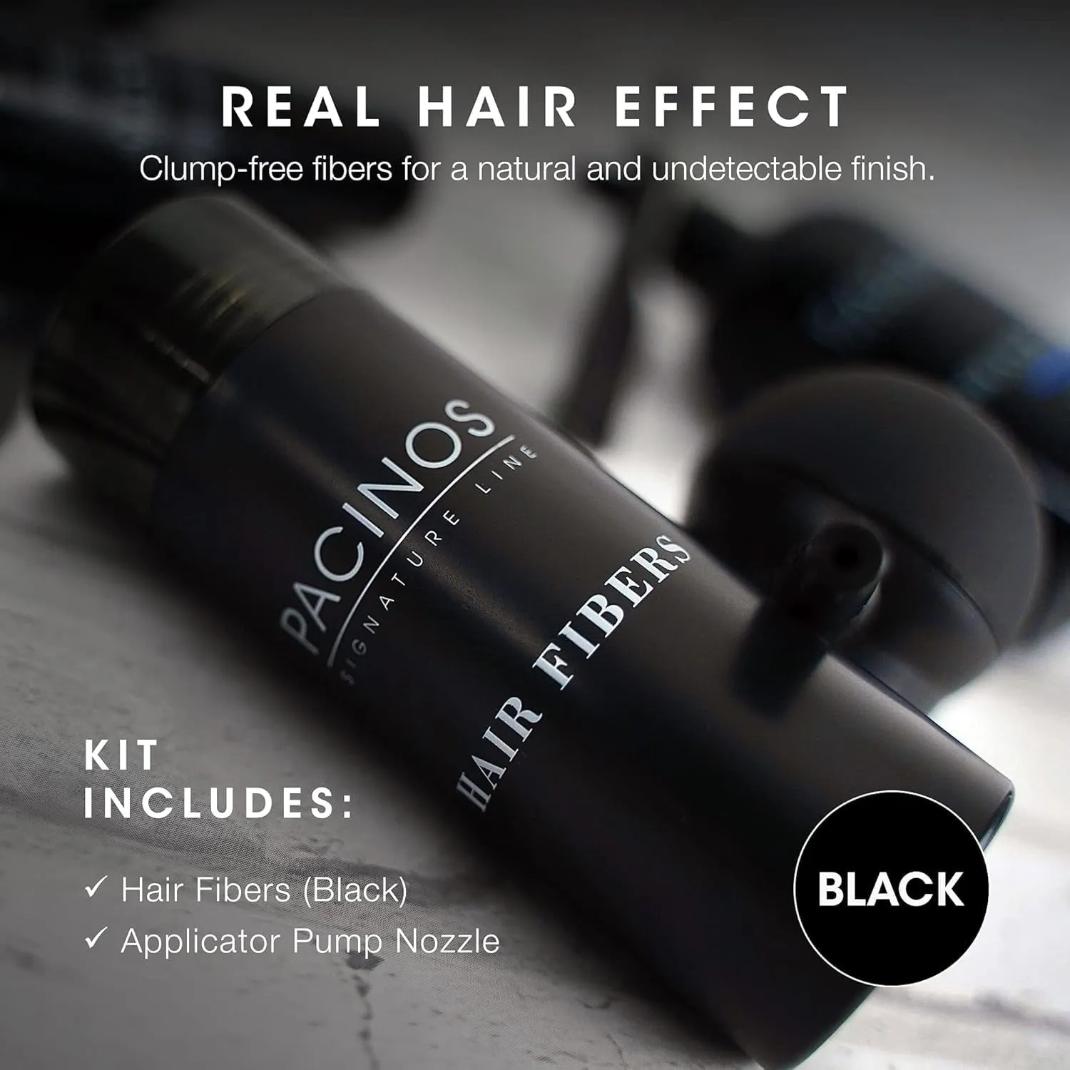 Hair Fiber Kit - Conceal Thinning Hair Instantly with Fiber Hold Spray - Black