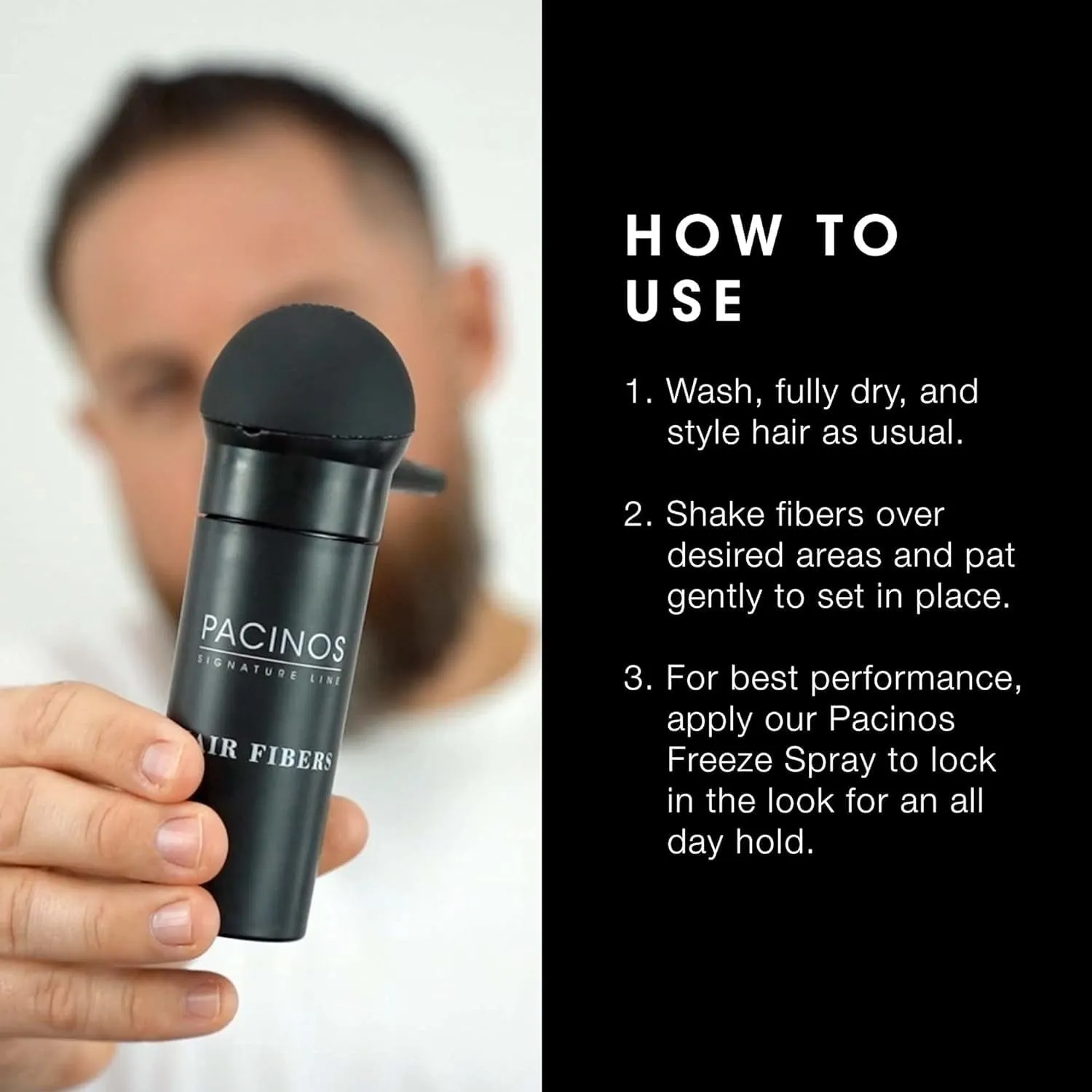 Hair Fiber Kit - Conceal Thinning Hair Instantly with Fiber Hold Spray - Black
