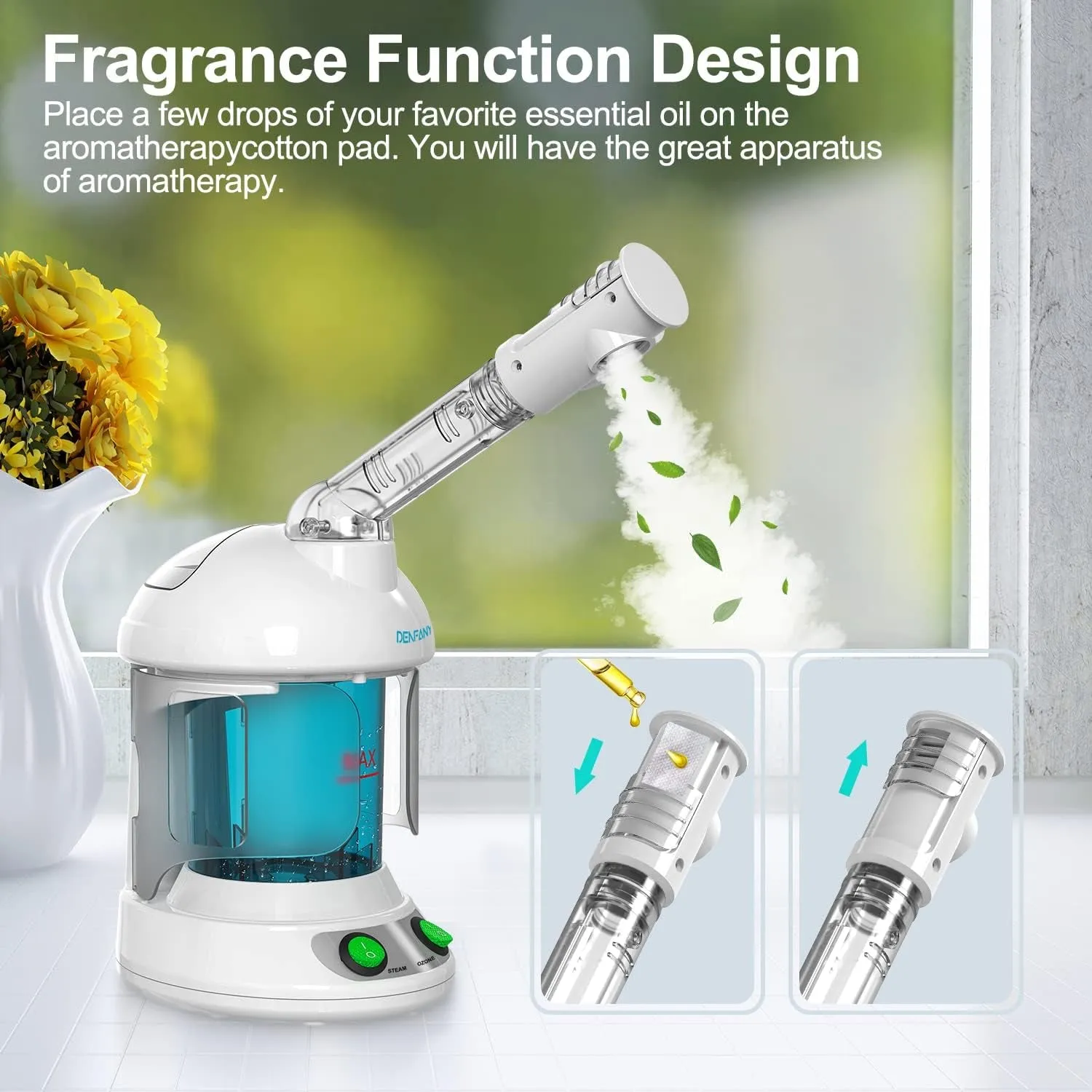 Hair Steamer, 2 in 1 Hair and Face Steamer for Natural Hair with UV Ozone, Face Steamer Hair Humidifier Moisturising Hydration System Sprayer for Personal Care Use at Home and Salon
