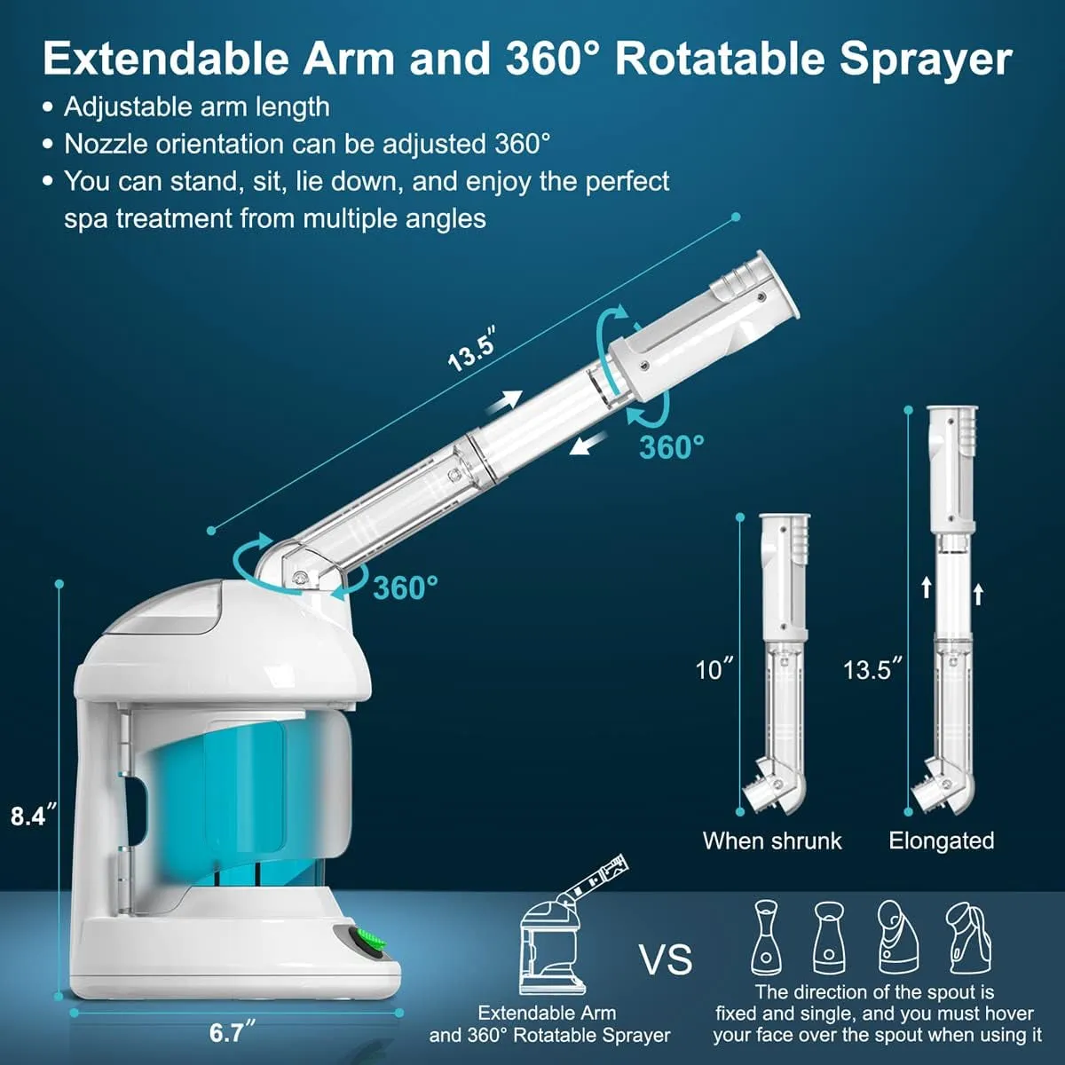 Hair Steamer, 2 in 1 Hair and Face Steamer for Natural Hair with UV Ozone, Face Steamer Hair Humidifier Moisturising Hydration System Sprayer for Personal Care Use at Home and Salon