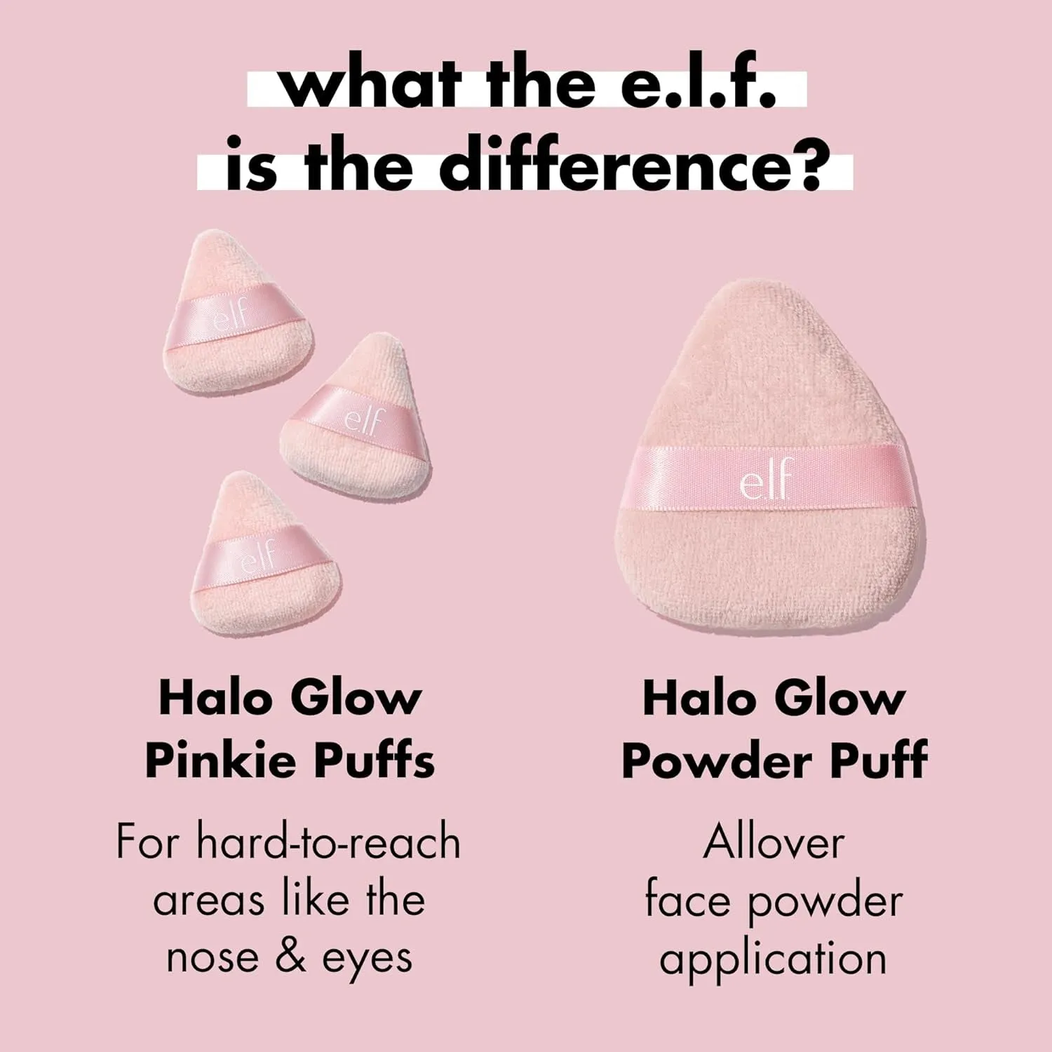 Halo Glow Pinkie Puffs, Finger-Sized, Mini Puff for Applying Loose & Pressed Powders, Soft, Reusable & Washable, Vegan & Cruelty-Free, Set of 3