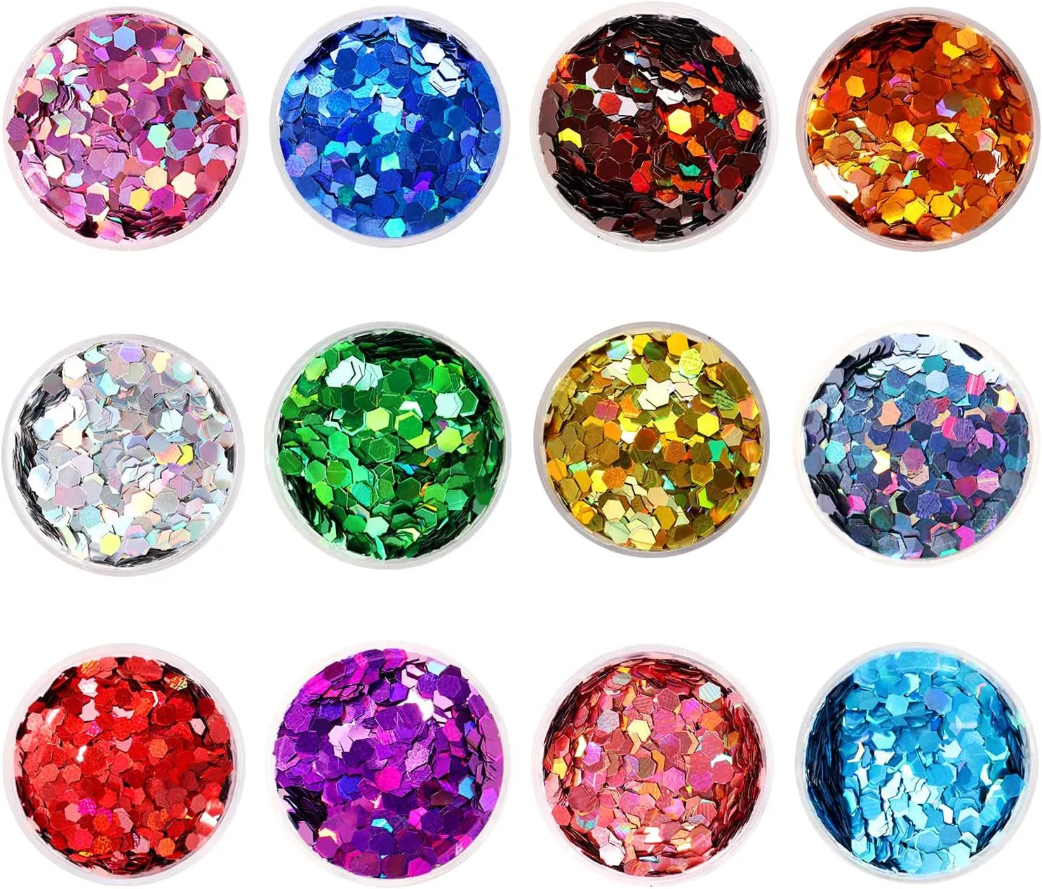 Holographic Chunky Glitter, Set of 12,  Craft Glitter for Resin Art Crafts, Cosmetic Glitter for Nail Body Face Eye, Epoxy Resin Glitter Sequin Flake Sparkle for Slime Tumbler Jewelry Making
