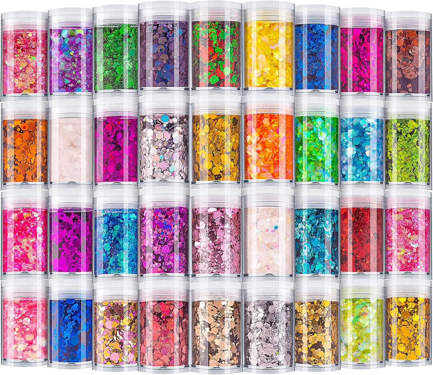 Holographic Chunky Glitter, Set of 12,  Craft Glitter for Resin Art Crafts, Cosmetic Glitter for Nail Body Face Eye, Epoxy Resin Glitter Sequin Flake Sparkle for Slime Tumbler Jewelry Making
