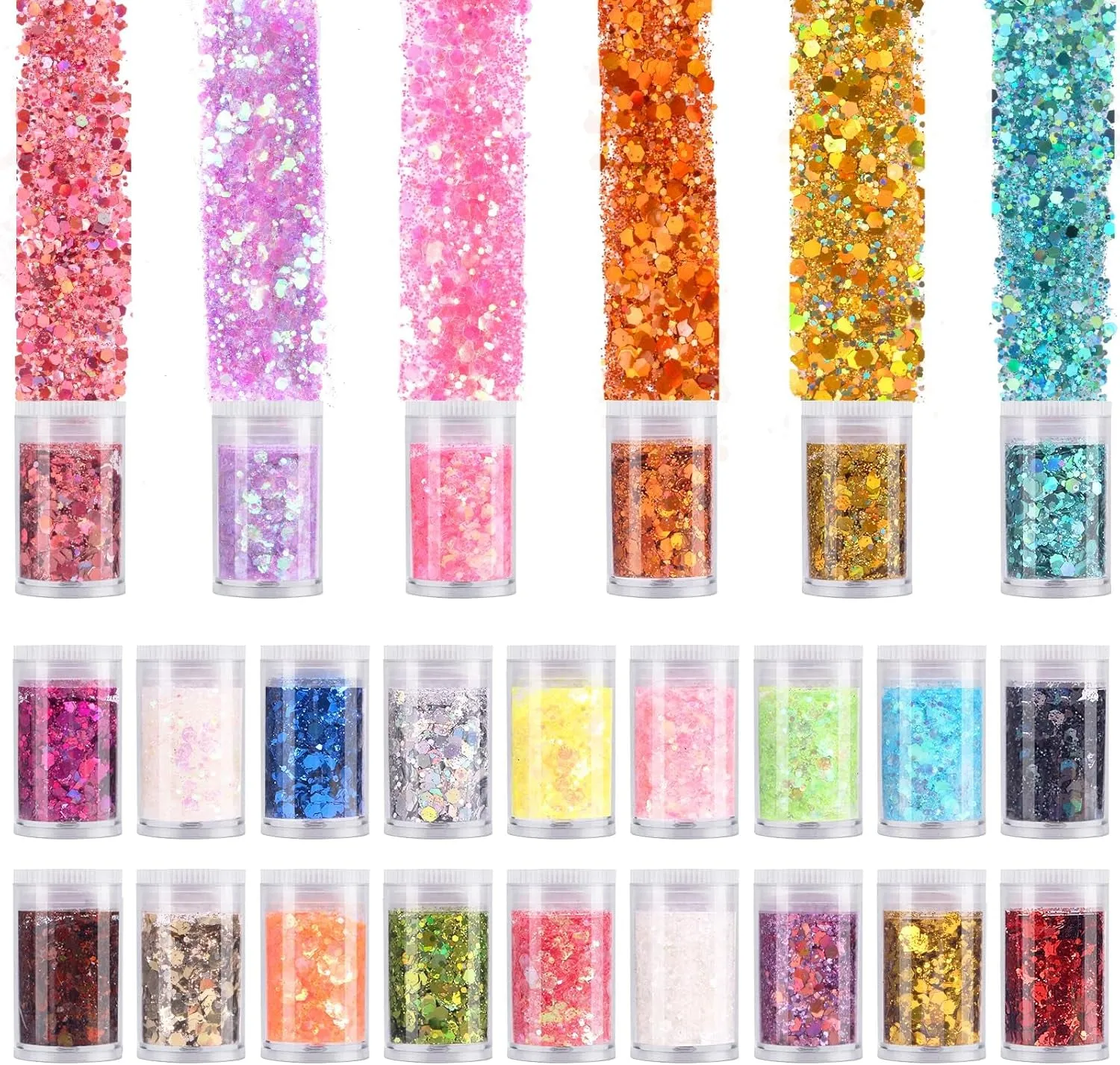 Holographic Chunky Glitter, Set of 12,  Craft Glitter for Resin Art Crafts, Cosmetic Glitter for Nail Body Face Eye, Epoxy Resin Glitter Sequin Flake Sparkle for Slime Tumbler Jewelry Making