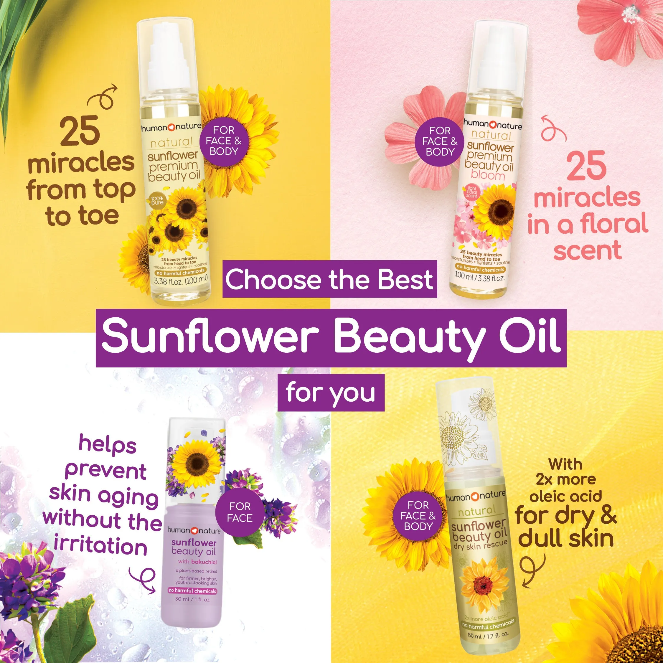 Human♡Nature Sunflower Beauty Oil Bloom
