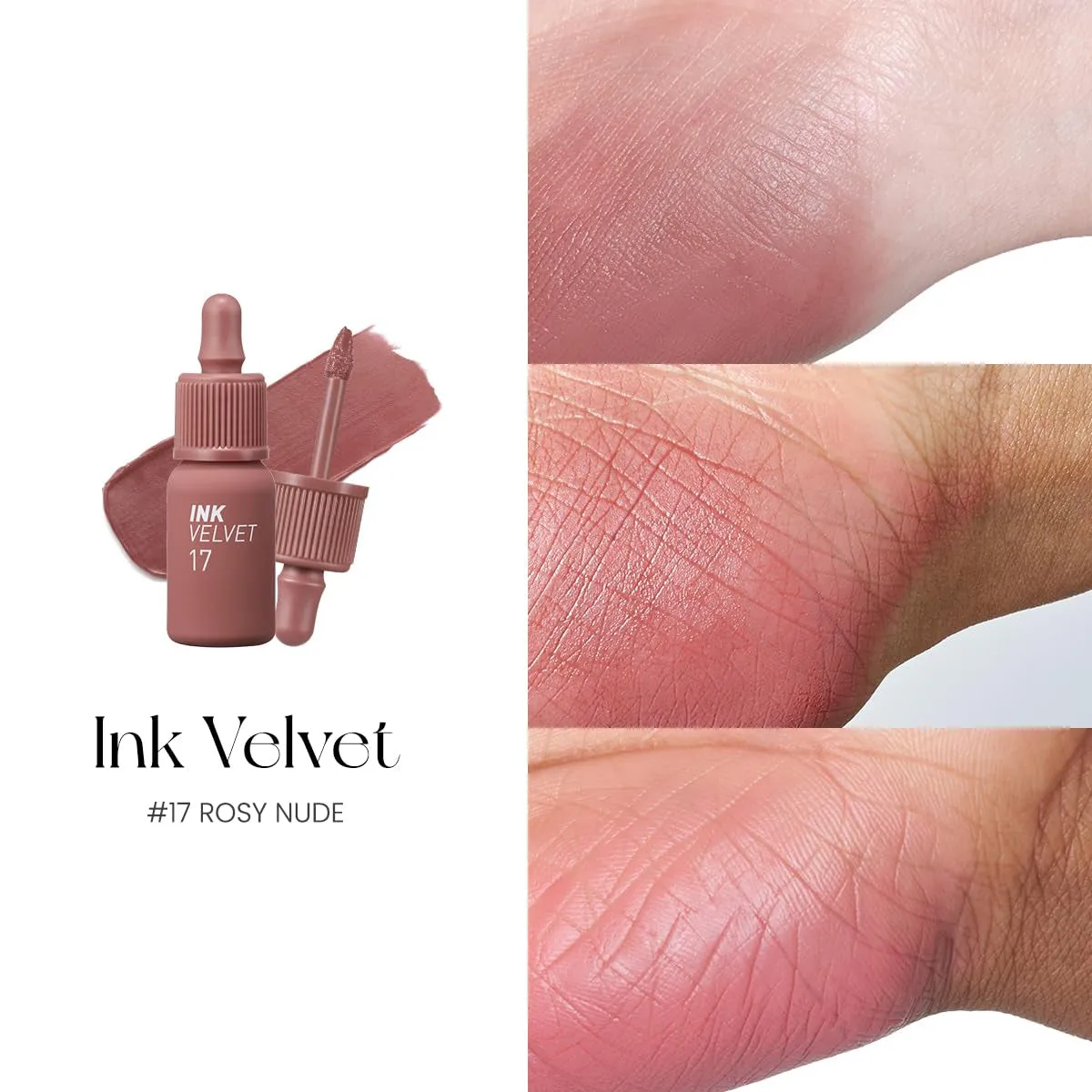 Ink the Velvet Lip Tint - High Pigment Color, Longwear, Weightless, Not Animal Tested, Gluten-Free, Paraben-Free, Valentine Day Gifts (017 ROSY NUDE)