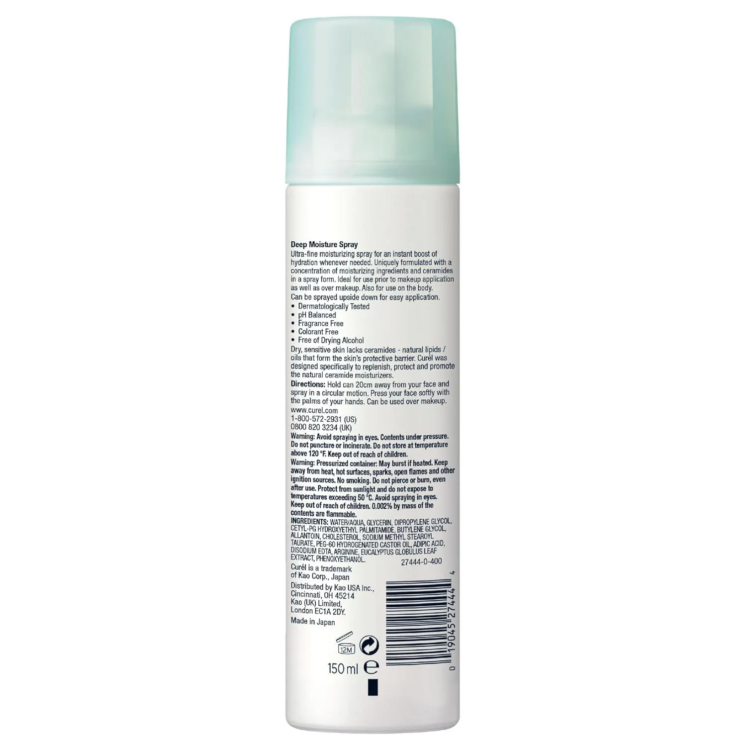 Japanese Skin Care Deep Moisture Spray, Spray on Moisturizer for Dry Skin, Face Hydrating Spray with Ceramides, 5 Oz