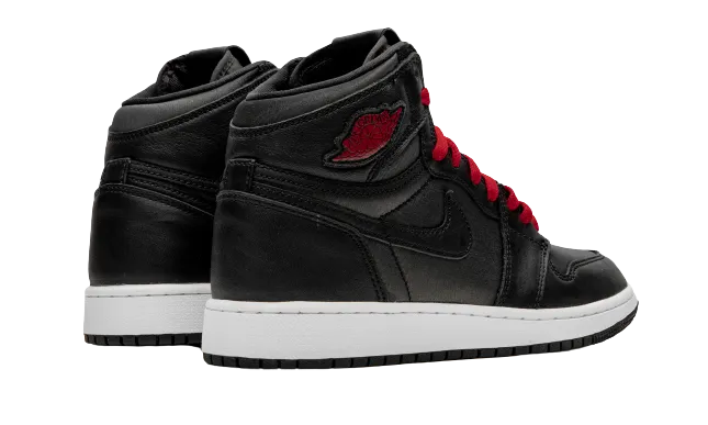 Jordan 1 Retro "Black Satin Gym Red" Grade School