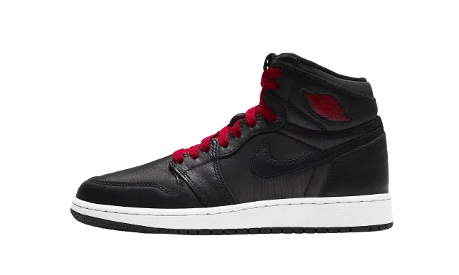 Jordan 1 Retro "Black Satin Gym Red" Grade School