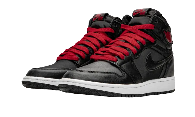 Jordan 1 Retro "Black Satin Gym Red" Grade School