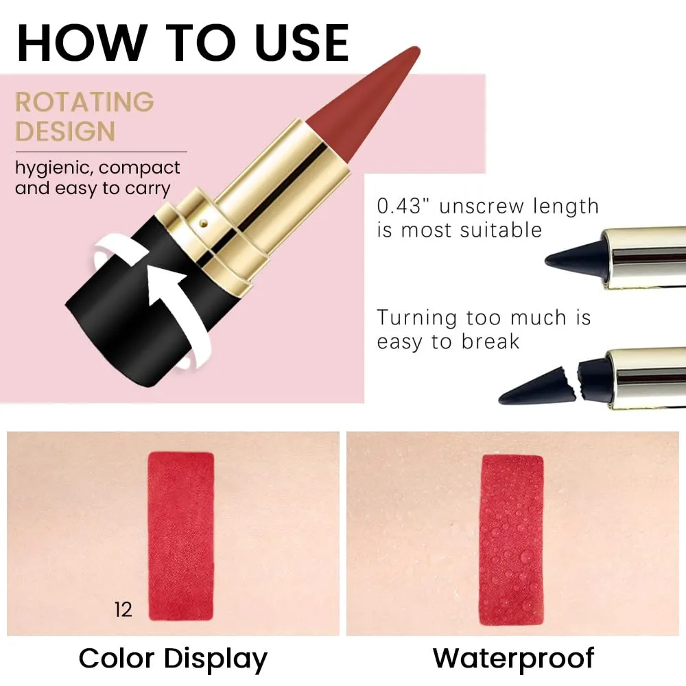 Kaely Red Gel Eyeliner Pencil,Waterproof Smudge Proof Eye Liner Pen,Cat Eye Goth Halloween Makeup,Eye Black Face Paint Lipstick Crayon,Color Colorful Eyeliner Eyeshadow Stick,12