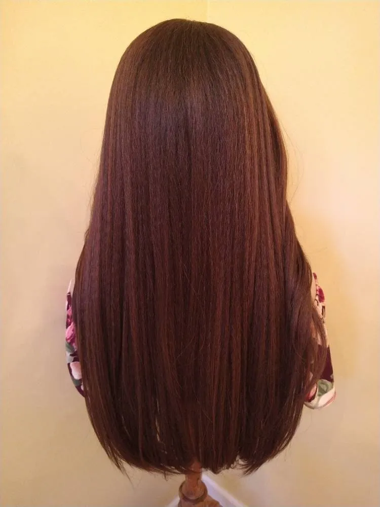 Kinky Straight Full Wig |  Glory Tress |  African American Wig | Yaki Texture | Brown Wig | Lace Parting Closure | READY To SHIP // COCONUT