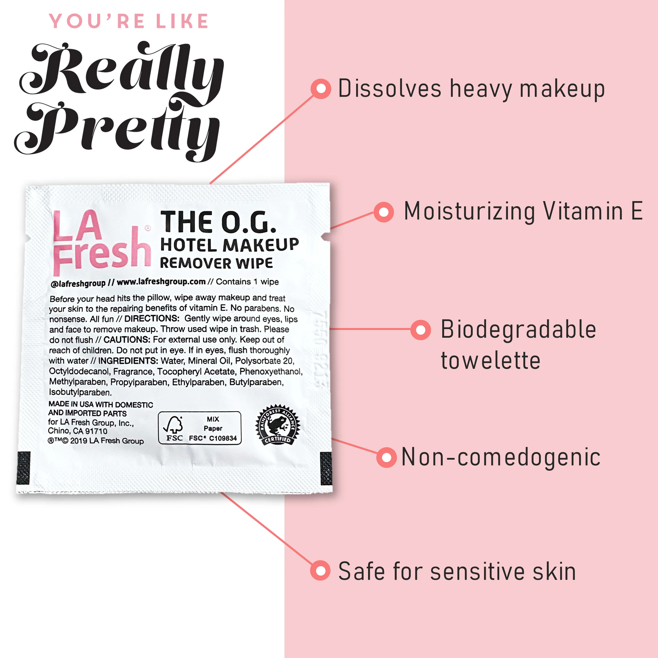 LA Fresh O.G. Makeup Remover Wipes Individual Wrapped