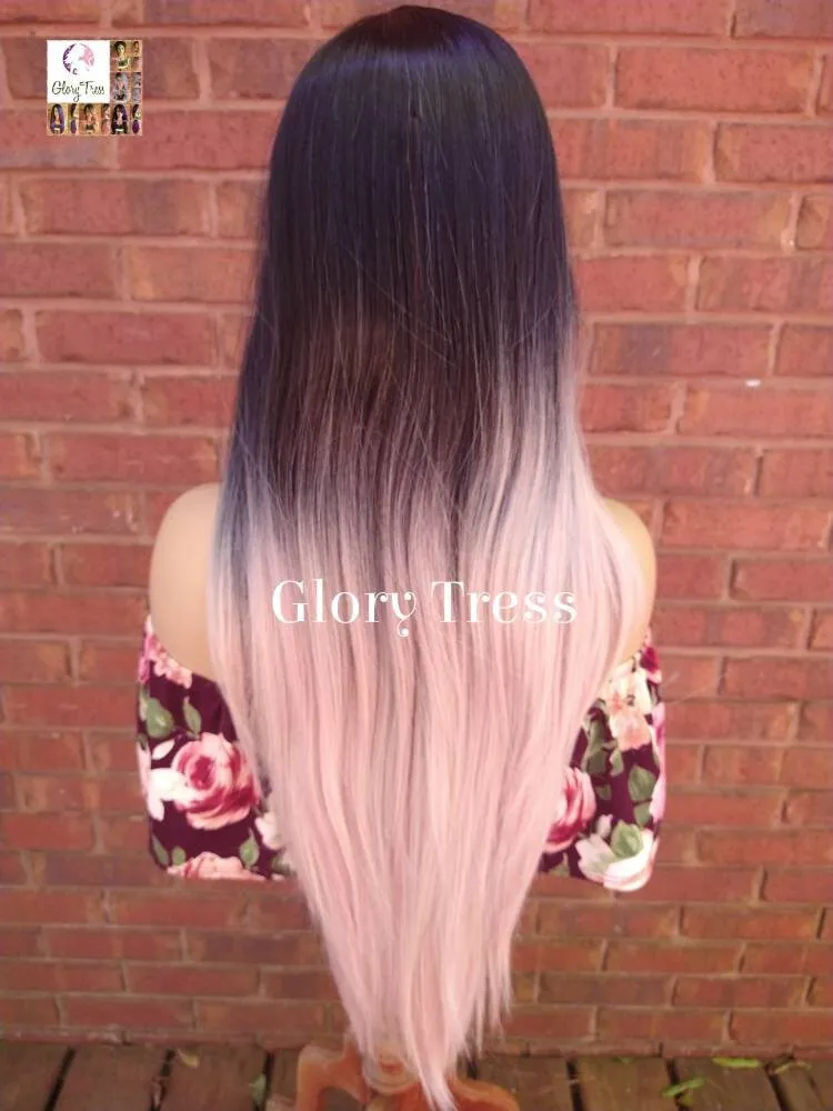 Lace Front Wig, Baby Pink Wig, Ombre Wig, Wigs, Straight Wig, Ombre Pink Wig, Glory Tress, Heat Resistant Wig, Wig // PRECIOUS