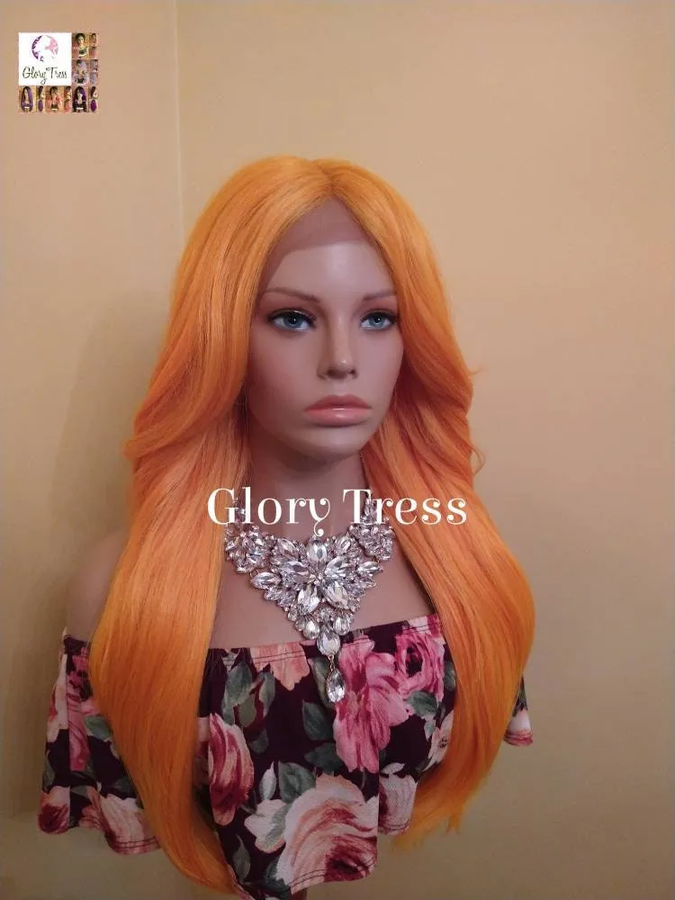 Lace Front Wig, Orange Wig, Long Loose Curly, Yaki Texture, Glory Tress Wig, ON SALE // GLADNESS
