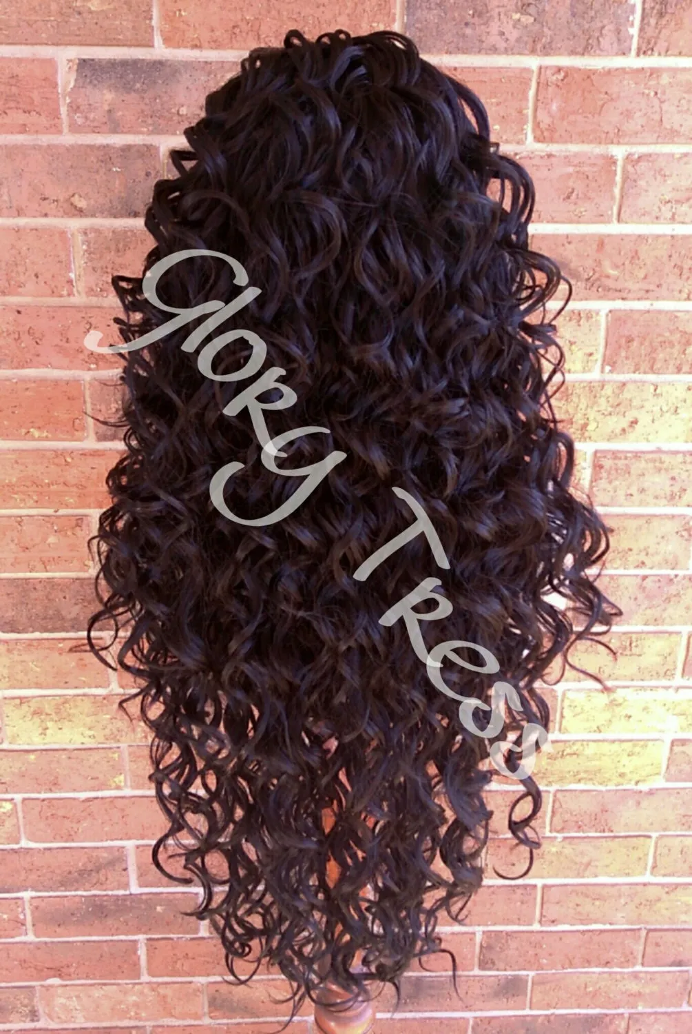 Lace Front Wig - Wigs - Glory Tress - Long Wavy Wig - Black Wig - Human Hair Blend Wig - Lace Front Wigs - Deep Wave- ON SALE // GLORY
