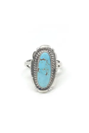 Larry Moses Yazzie Navajo Dry Creek White Turquoise Ring (Size 8 ½")