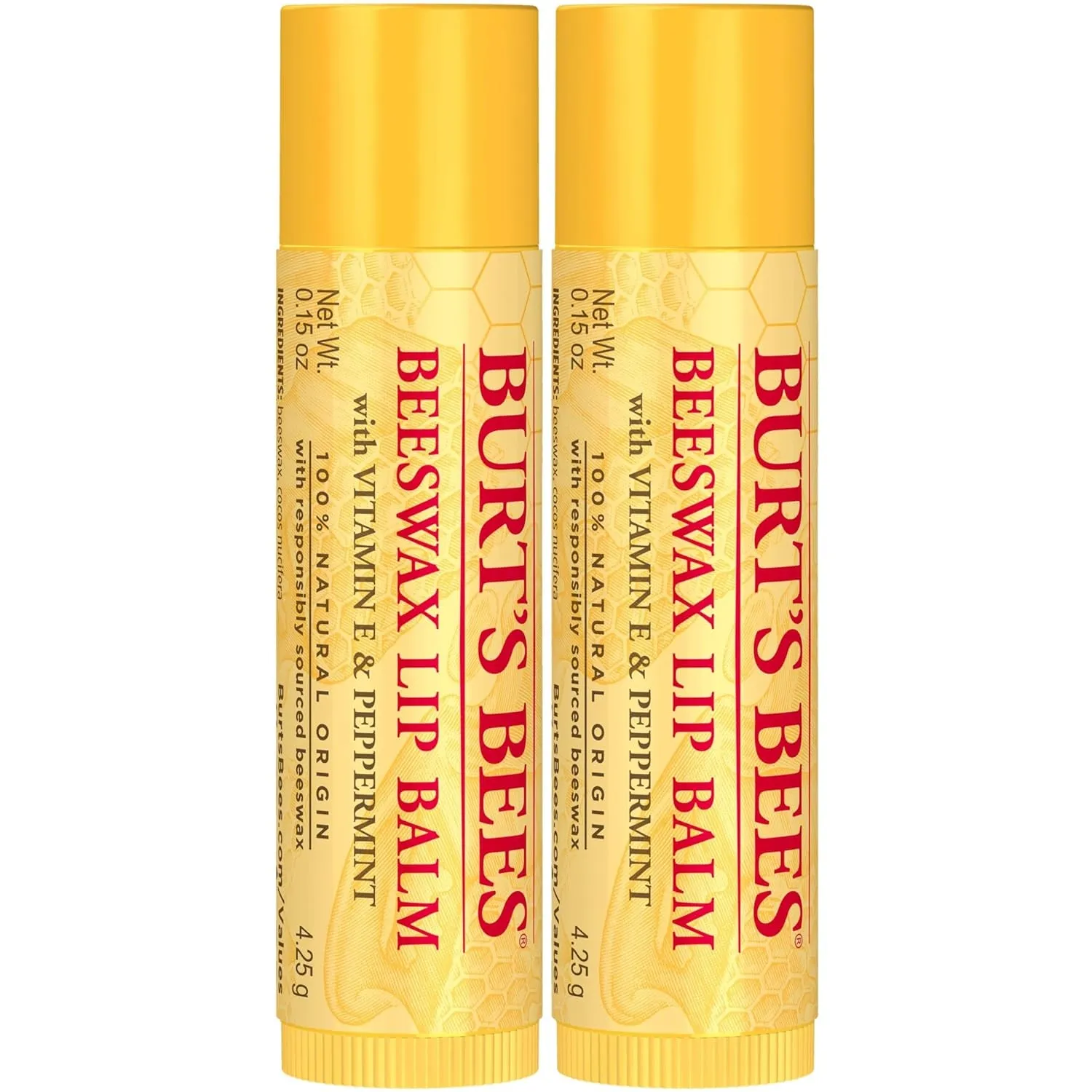 Lip Balm - Original Beeswax, Lip Moisturizer with Responsibly Sourced Beeswax, Tint-Free, Natural Origin Conditioning Treatment, 2 Tubes, 0.15 Oz.