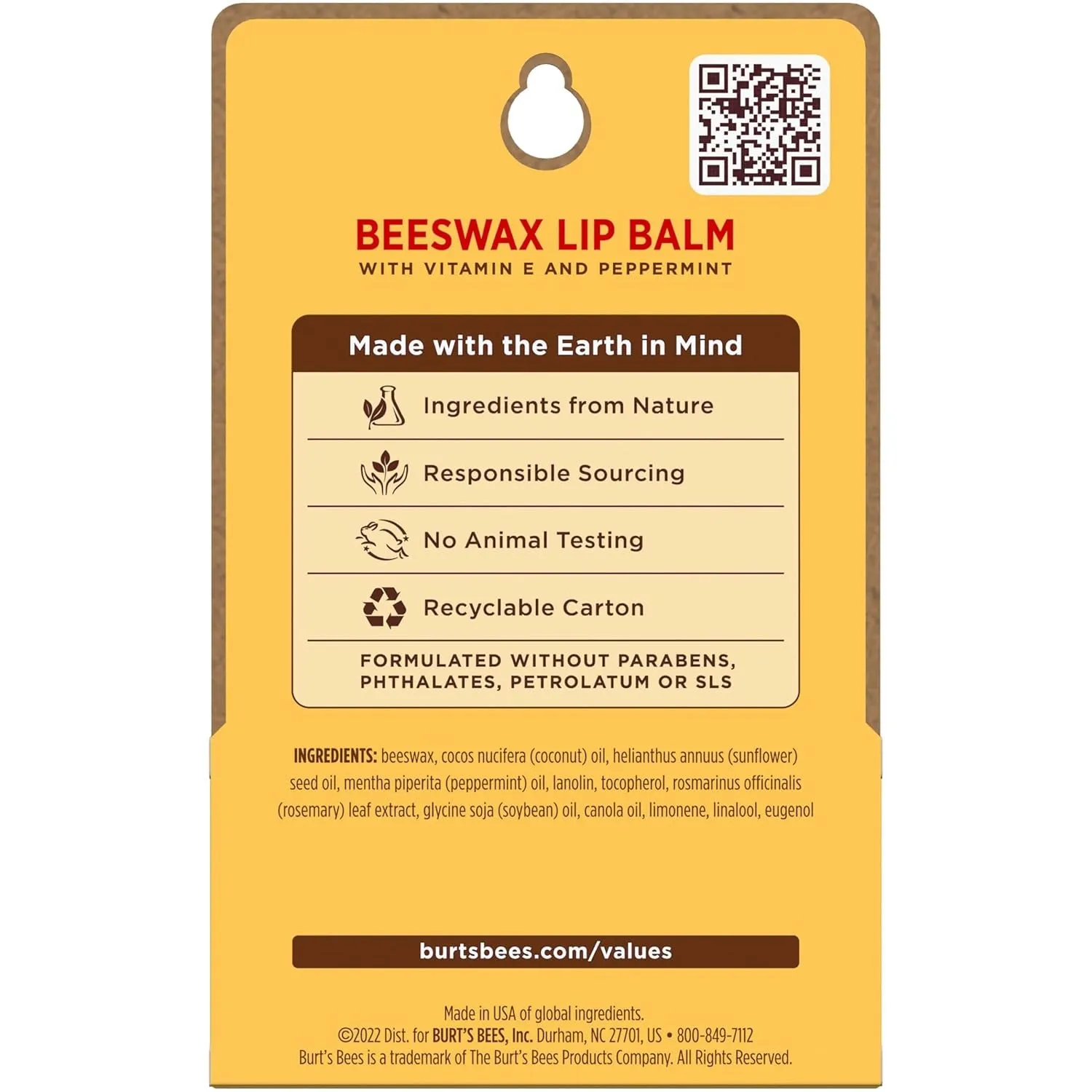Lip Balm - Original Beeswax, Lip Moisturizer with Responsibly Sourced Beeswax, Tint-Free, Natural Origin Conditioning Treatment, 2 Tubes, 0.15 Oz.