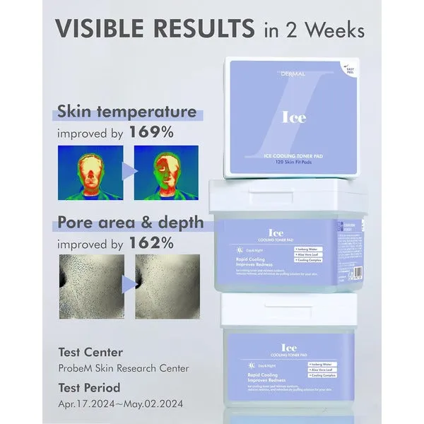 <b>Dermal</b><br> Ice Cooling Toner Pad 120 Pads<br>(220ml)</br>