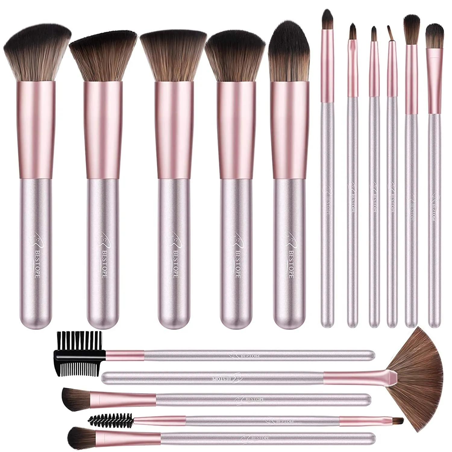 Makeup Brushes 16 Pcs Makeup Brush Set, Blending Brush for Foundation, Premium Synthetic Powder Concealers Makeup Brushes for Eyes and Face, Eye Shadows Brushes, Eyeliner Make up Brushes