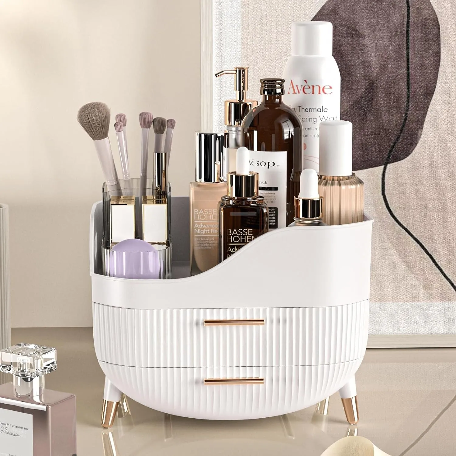 Makeup Organizer with Drawers,Skincare Organizer for Vanity,Storage Box with Handle,Large Cosmetic Display Case for Dresser, Bathroom Countertop
