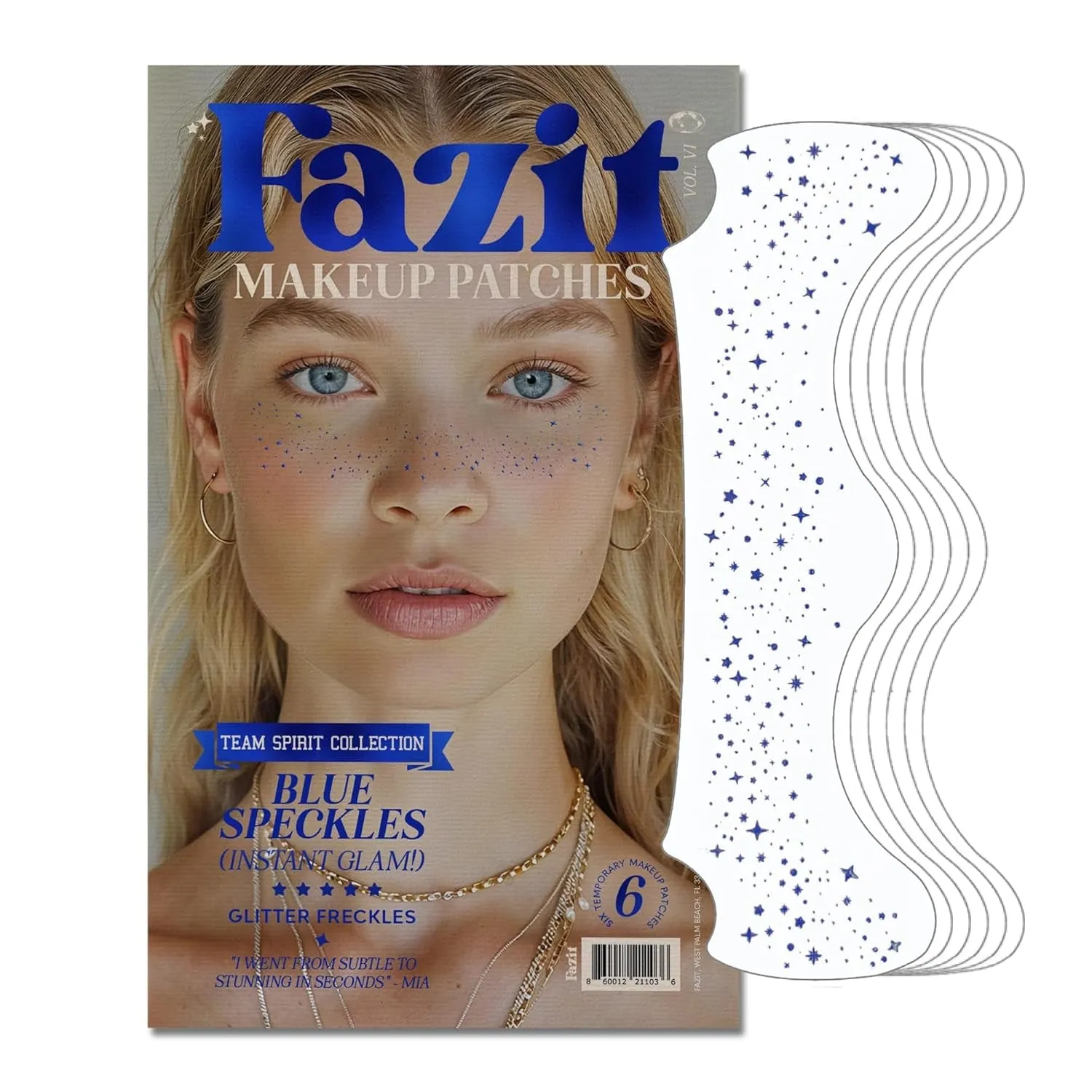 Makeup Patches - Gold - Face Glitter Makeup Speckles - Glow up Makeup Patches - Face Glitter Speckles Patches - Cute Glitter Makeup Accessories for Women - Cosmetic Glitter for Face - 6 Count