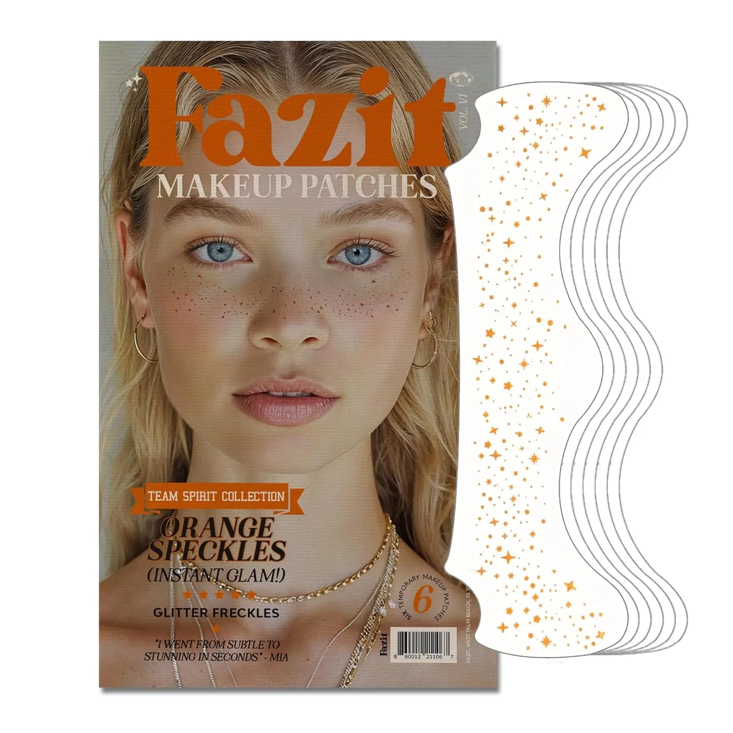 Makeup Patches - Gold - Face Glitter Makeup Speckles - Glow up Makeup Patches - Face Glitter Speckles Patches - Cute Glitter Makeup Accessories for Women - Cosmetic Glitter for Face - 6 Count
