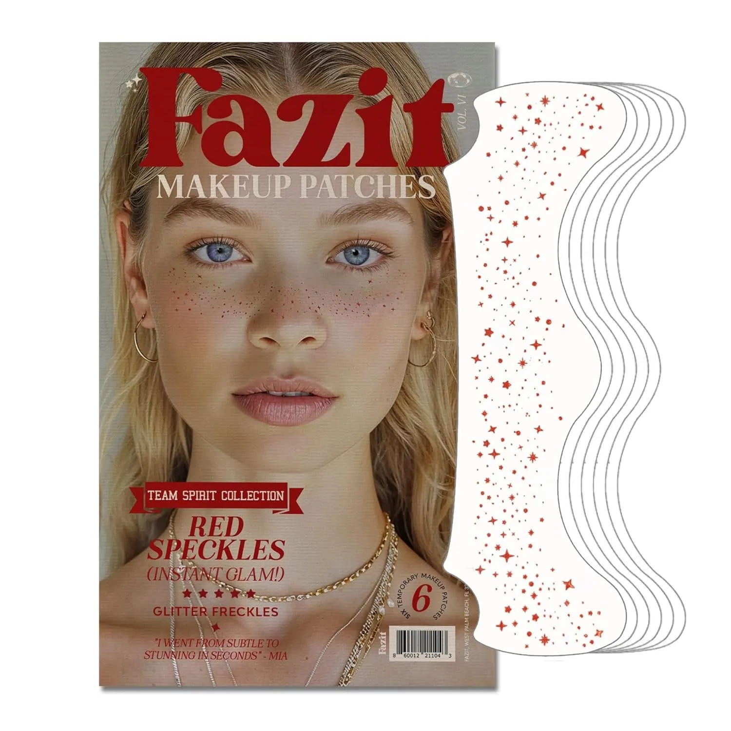 Makeup Patches - Gold - Face Glitter Makeup Speckles - Glow up Makeup Patches - Face Glitter Speckles Patches - Cute Glitter Makeup Accessories for Women - Cosmetic Glitter for Face - 6 Count