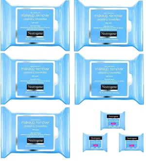 Makeup Remover Cleansing Towelettes, Daily Face Wipes to Remove Dirt, Oil, Makeup & Waterproof Mascara, 25 Ct (5 Pack   3 Bonus Pouches)