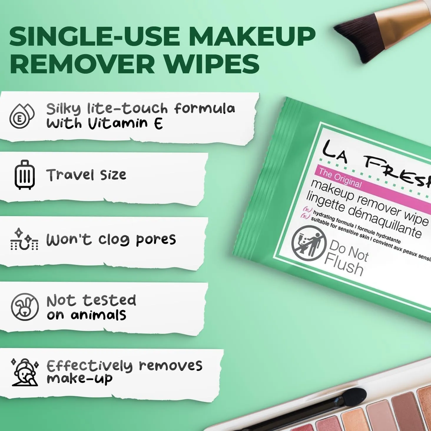 Makeup Remover Wipes with Vitamin E - Make up Remover Wipes for Face, Eyes, Lips - Face Wipes Travel Essentials - Case of 50Ct Makeup Wipes