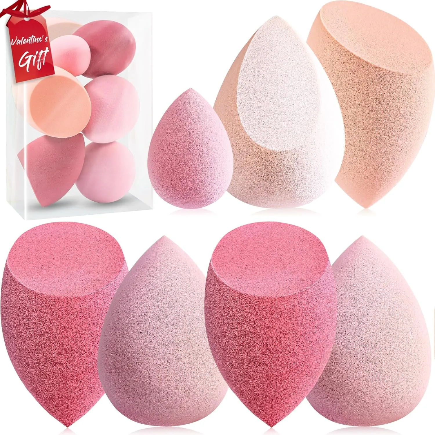 Makeup Sponge Set  Blender Sponges 7 Pcs for Liquid, Cream, and Powder, Latex Free, Multi Colored Beauty Sponges with 1 Mini Sponge, Vegan & Cruelty-Free,Ideal Gifts for Women on Valentine'S Day