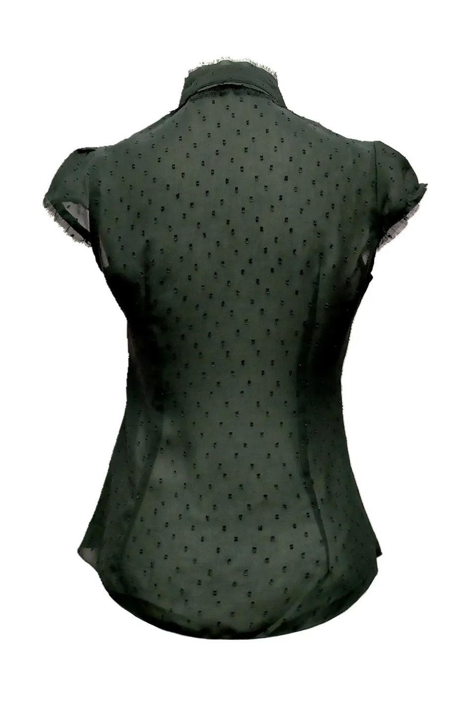 Malia frilled cap sleeves boby sheer chiffon shirt in black